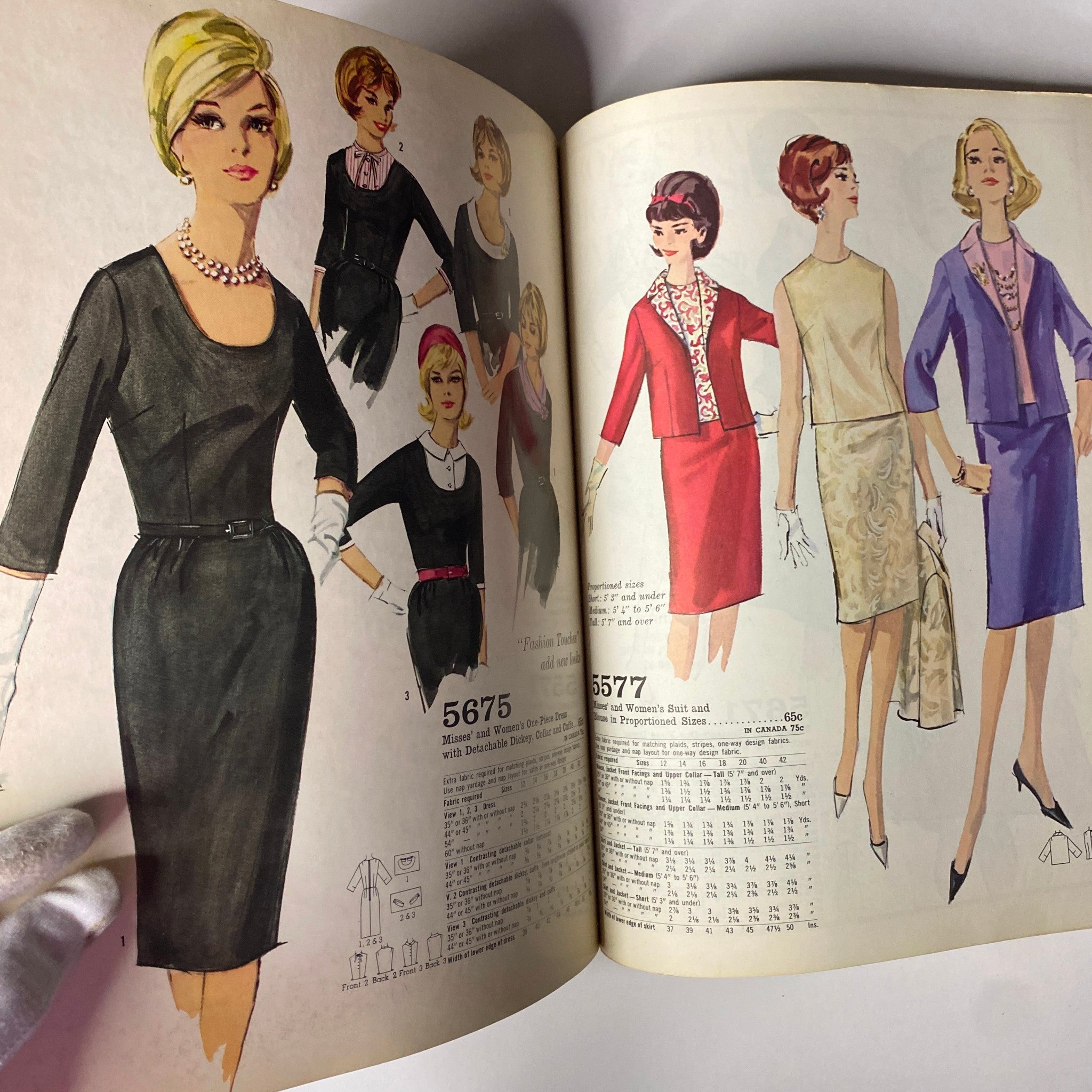 1964 October Simplicity Fall Catalog displaying stylish women's suits and dresses with options for Misses' and Women's sizes.