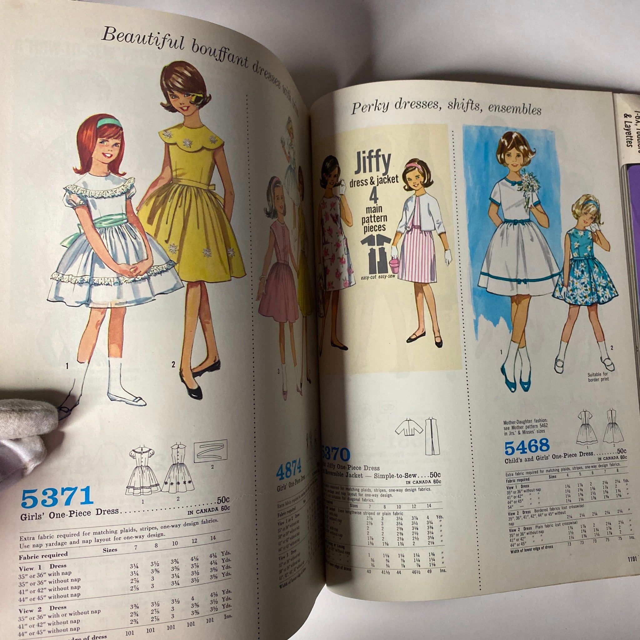 1964 October Simplicity Fall Catalog presenting beautiful bouffant dresses and perky styles for girls, ideal for fall sewing projects.