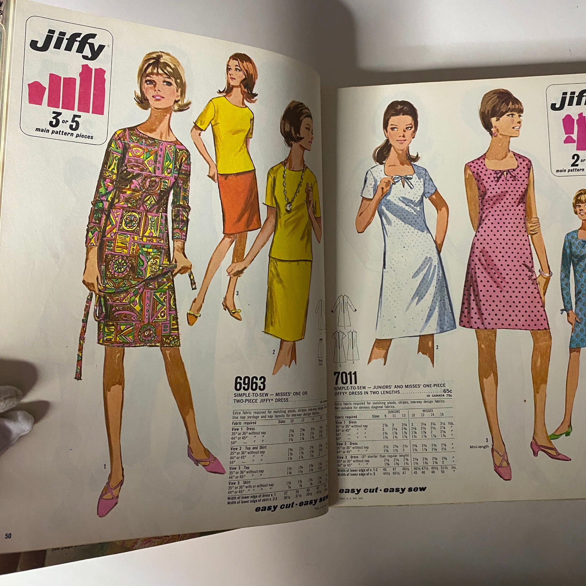 1967 June Simplicity Sewing Pattern Catalog featuring colorful designs for Jiffy patterns, including stylish dresses and outfits for Misses and Juniors.