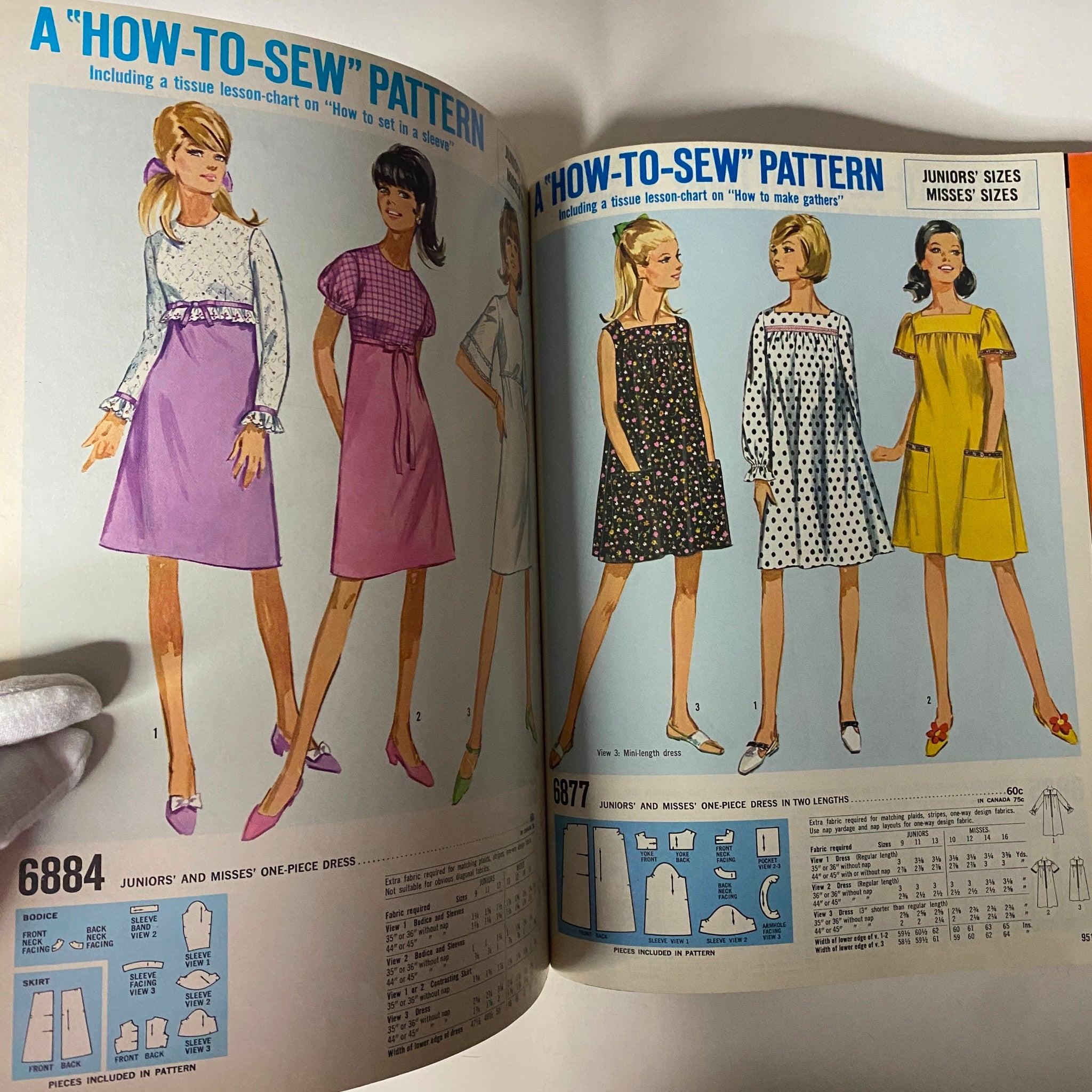 1967 June Simplicity Sewing Pattern Catalog featuring colorful dresses, including a one-piece dress pattern for juniors and misses in various styles.