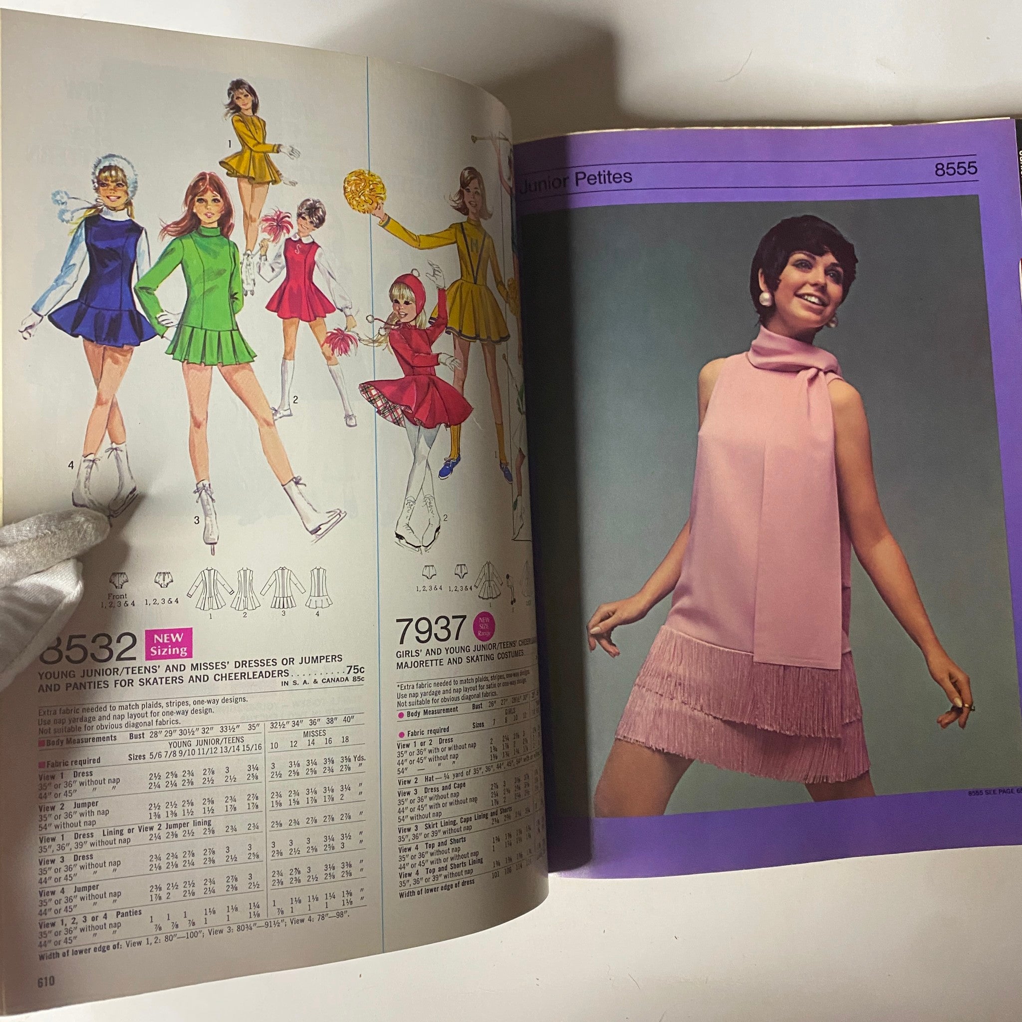 1970 March Simplicity Spring Catalog highlighting young junior and misses styles, showcasing colorful dresses and playful patterns from the 70s.