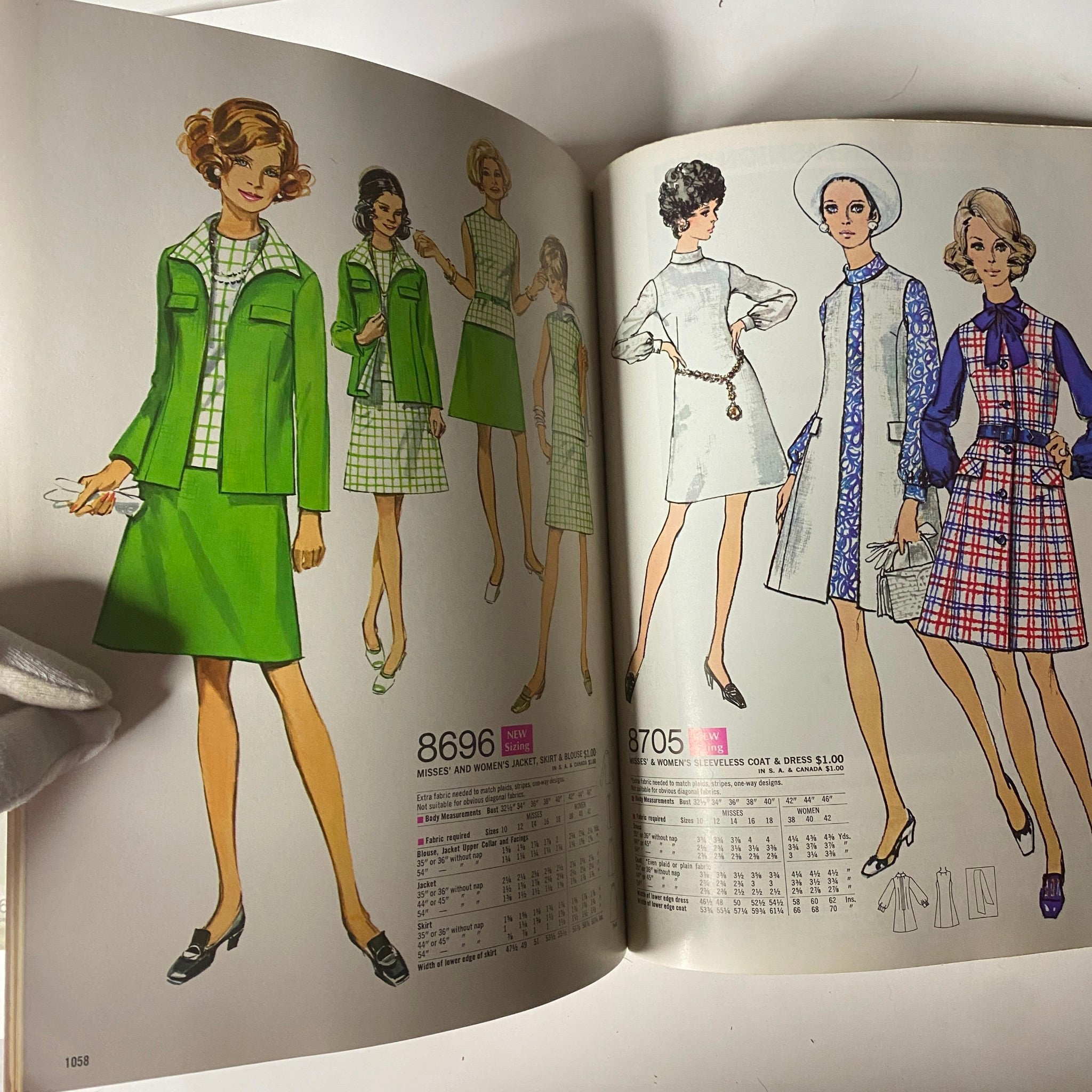 Illustration from the 1970 March Simplicity Spring Catalog showcasing sewing patterns for misses' and women's jackets, skirts, and dresses, highlighting fashionable designs from the early 1970s.