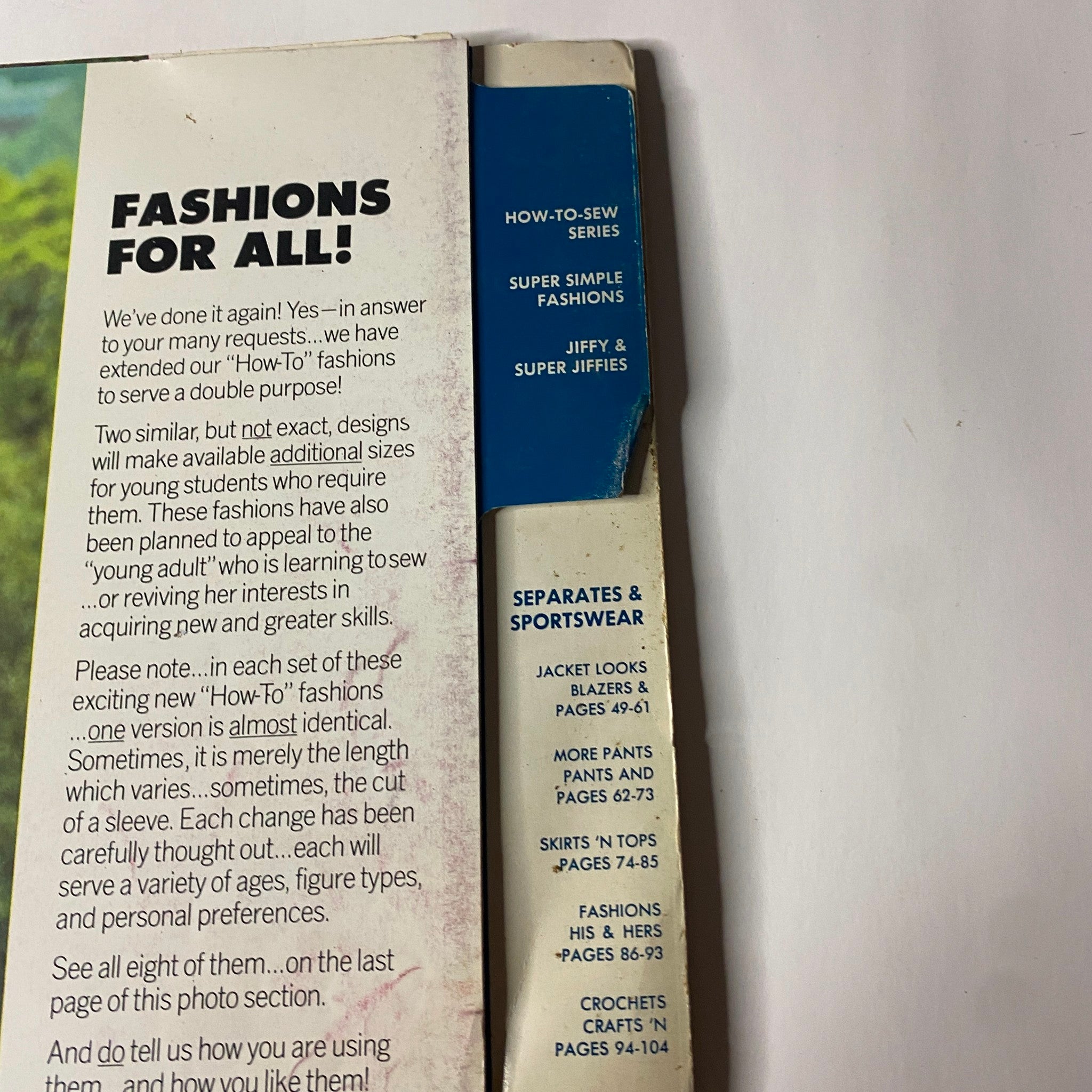 Back cover of the 1972 Simplicity Spring and Summer Catalog showing highlights of the patterns offered, including Jiffy and Super Simple fashions.