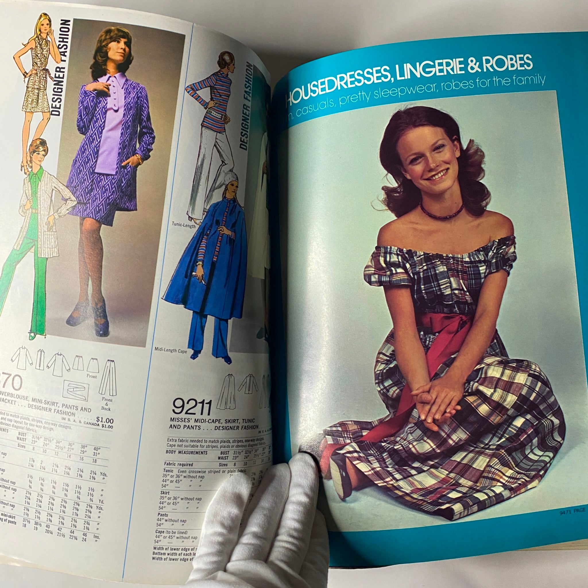1972 April Simplicity Spring Catalog featuring illustrations of stylish house dresses, lingerie, and robes appropriate for home and casual wear from the 1970s.