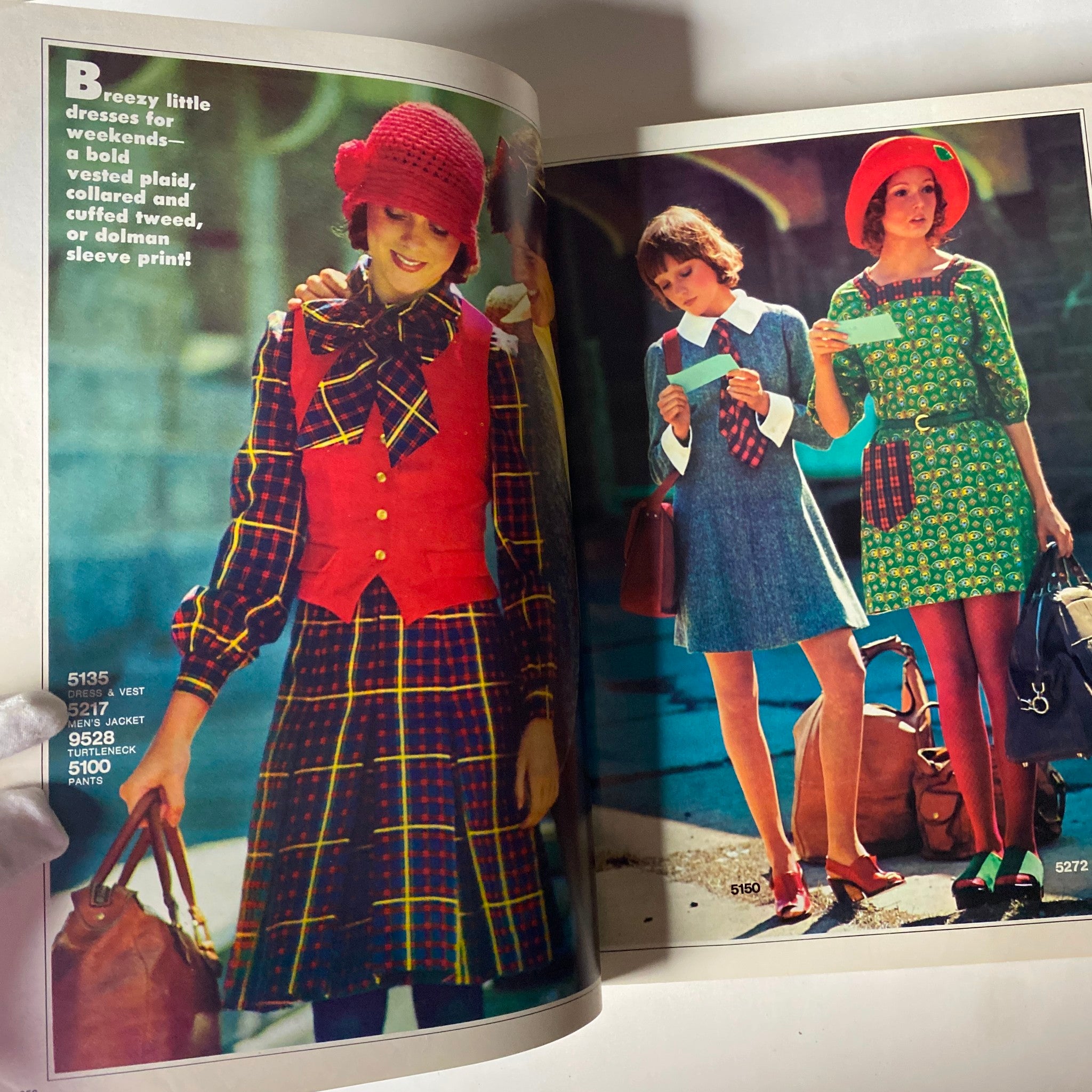 1972 December Simplicity Catalog Sewing Pattern showcasing breezy little dresses from the 70s, highlighting vibrant colors and playful patterns for distinctive style.