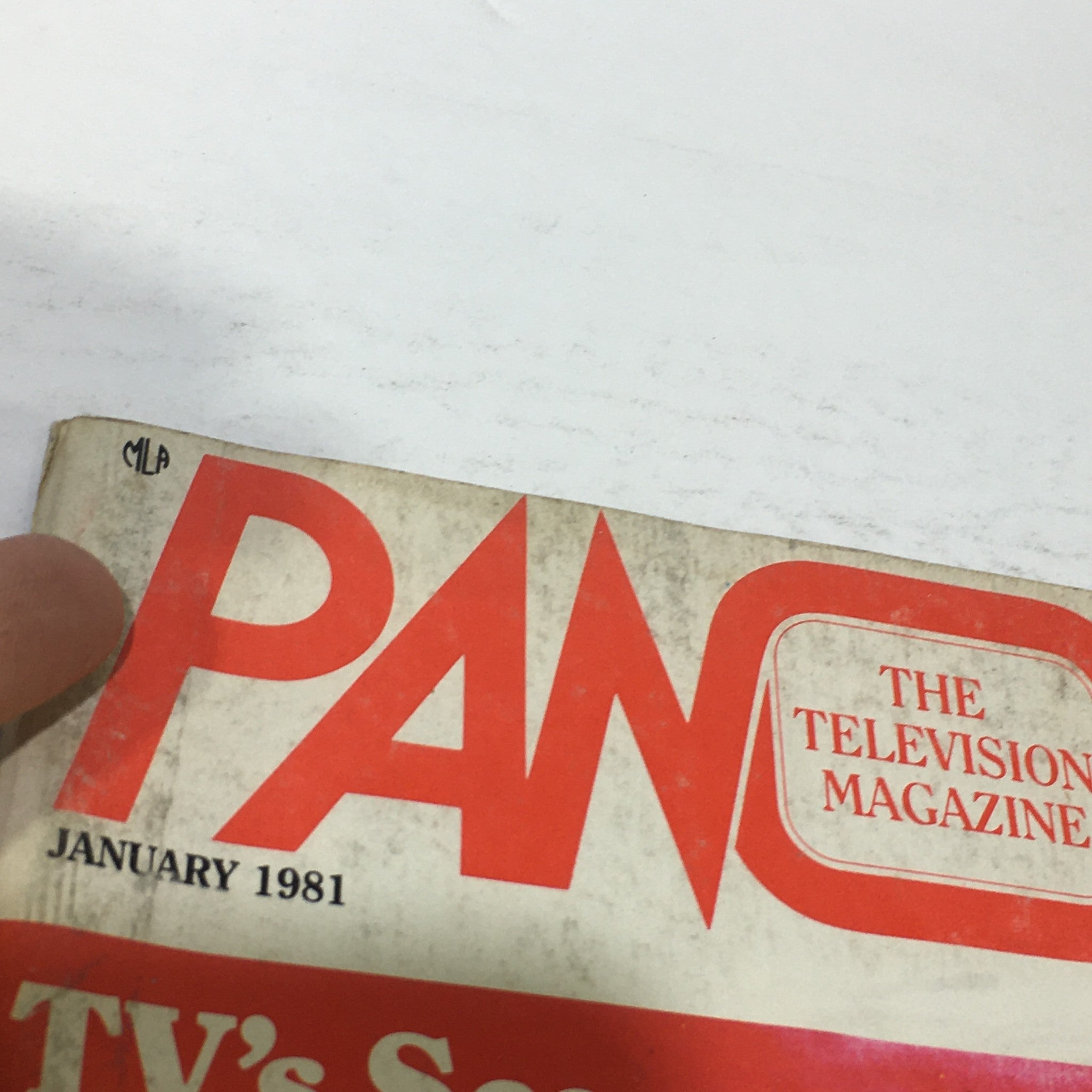 Another close-up view of the title page of VTG Panorama The Television Magazine January 1981, highlighting the magazine's publication date and the phrase 'TV's Scoops: Why Viewers Must Be Wary'.