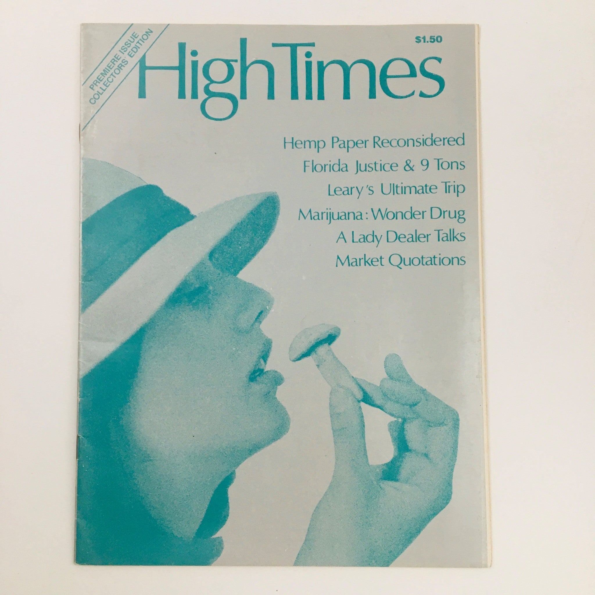 Cover of High Times Magazine, 1974, Volume 1, Issue #1, featuring the article 'Hemp Paper Reconsidered'