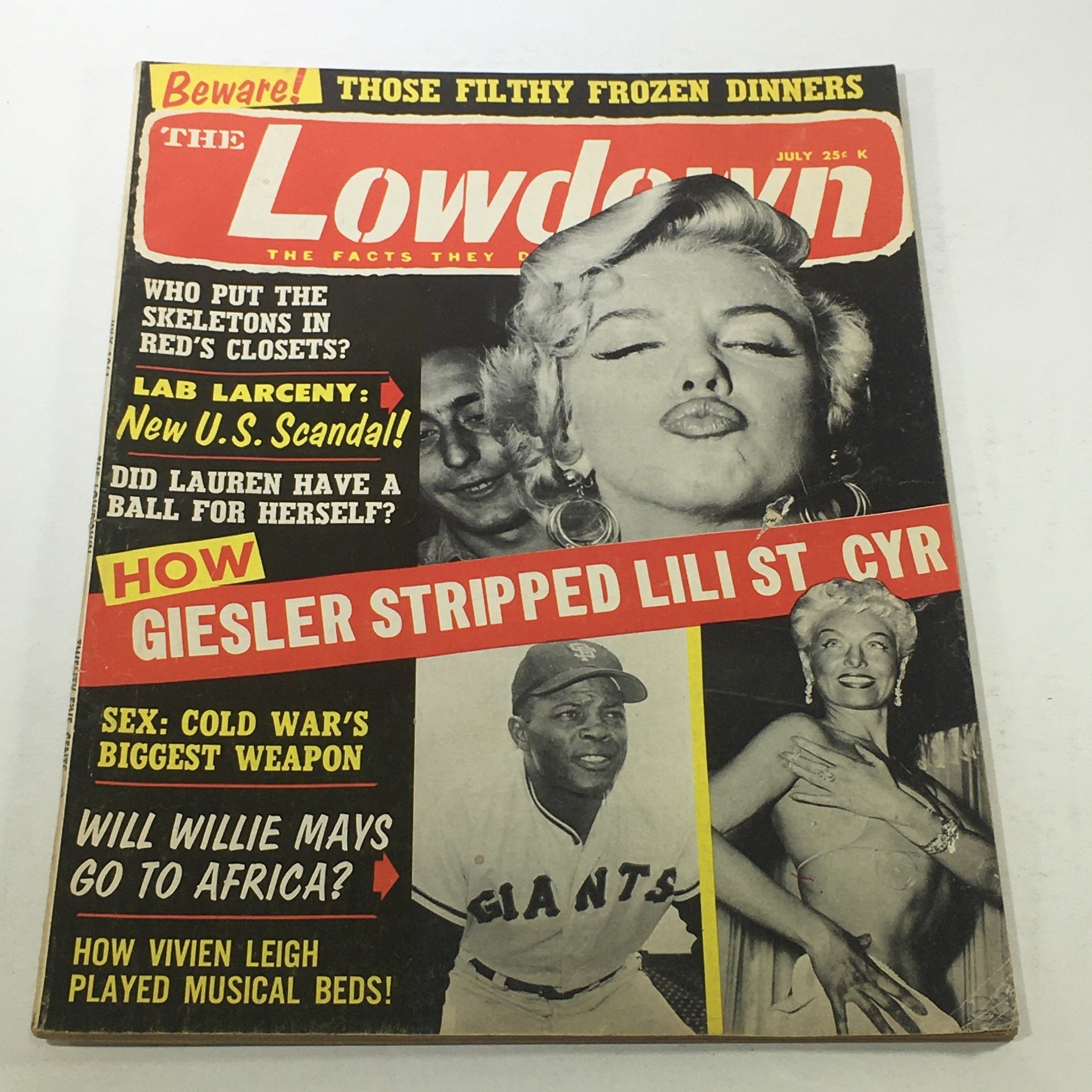 VTG The Lowdown Magazine July 1961 - Marilyn Monroe / Willie Mays / Vivien Leigh