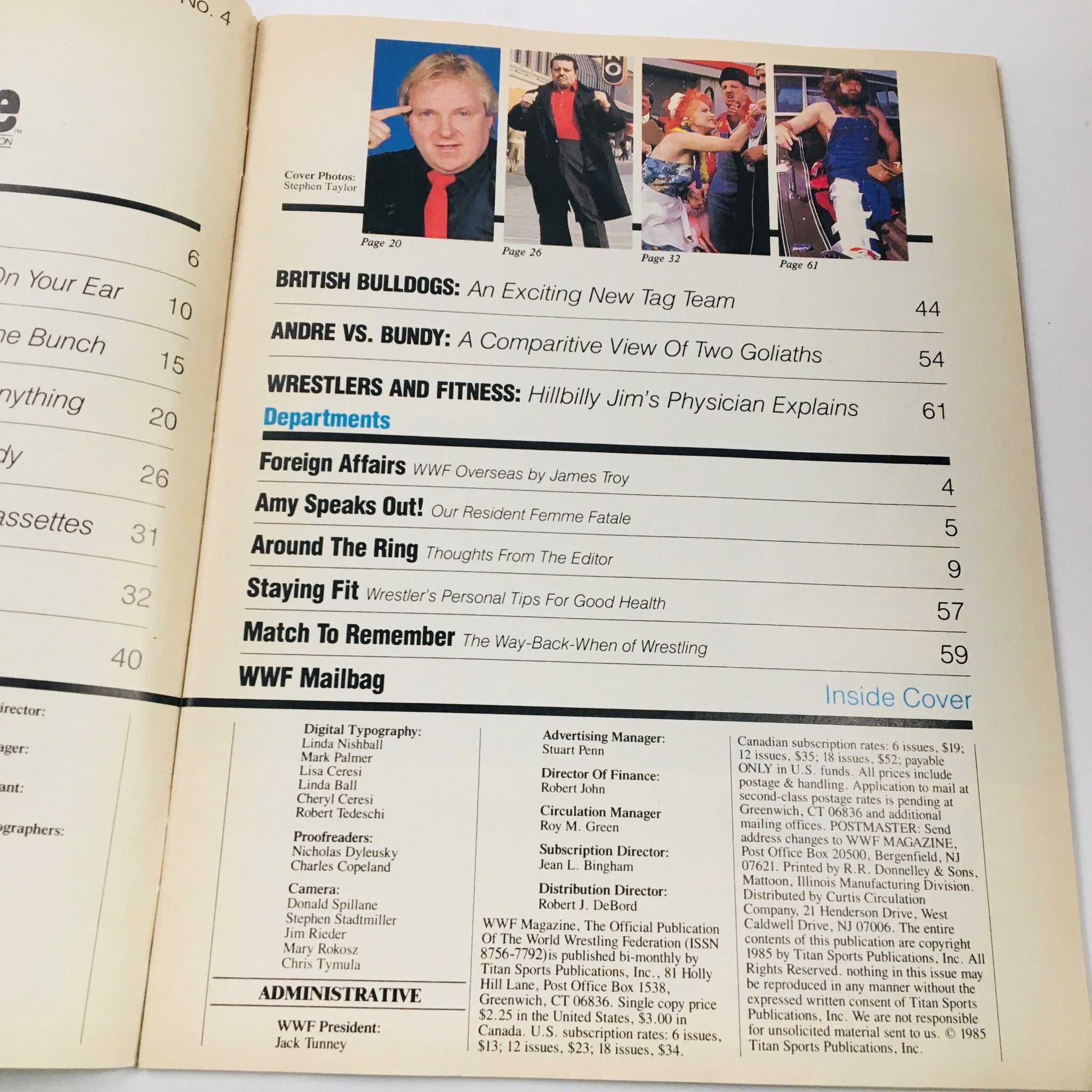 WWF Magazine August 1985 Cyndi Lauper, Andre the Giant, Hulk Hogan at the Circus