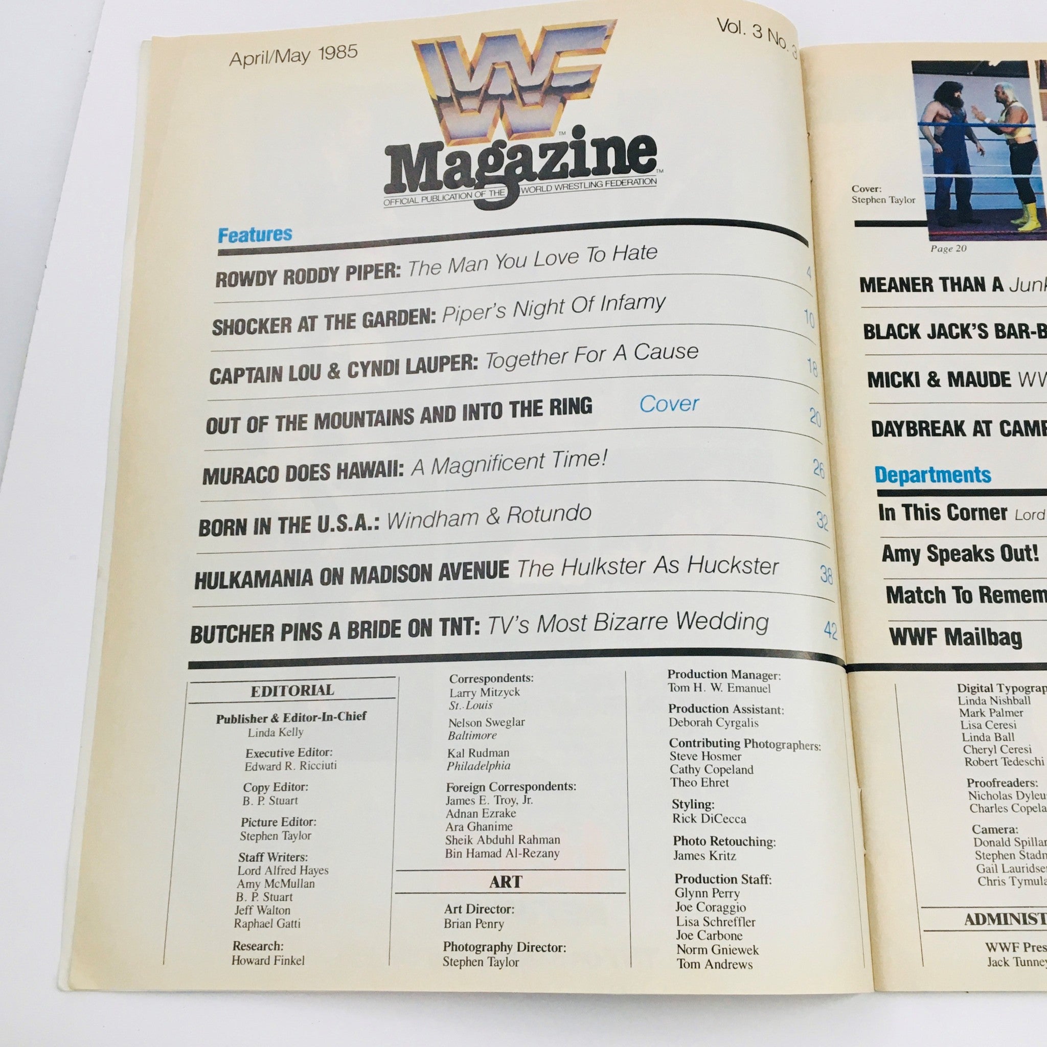 WWF Magazine April 1985 Hillbilly Jim, Roddy Piper & Hulk Hogan