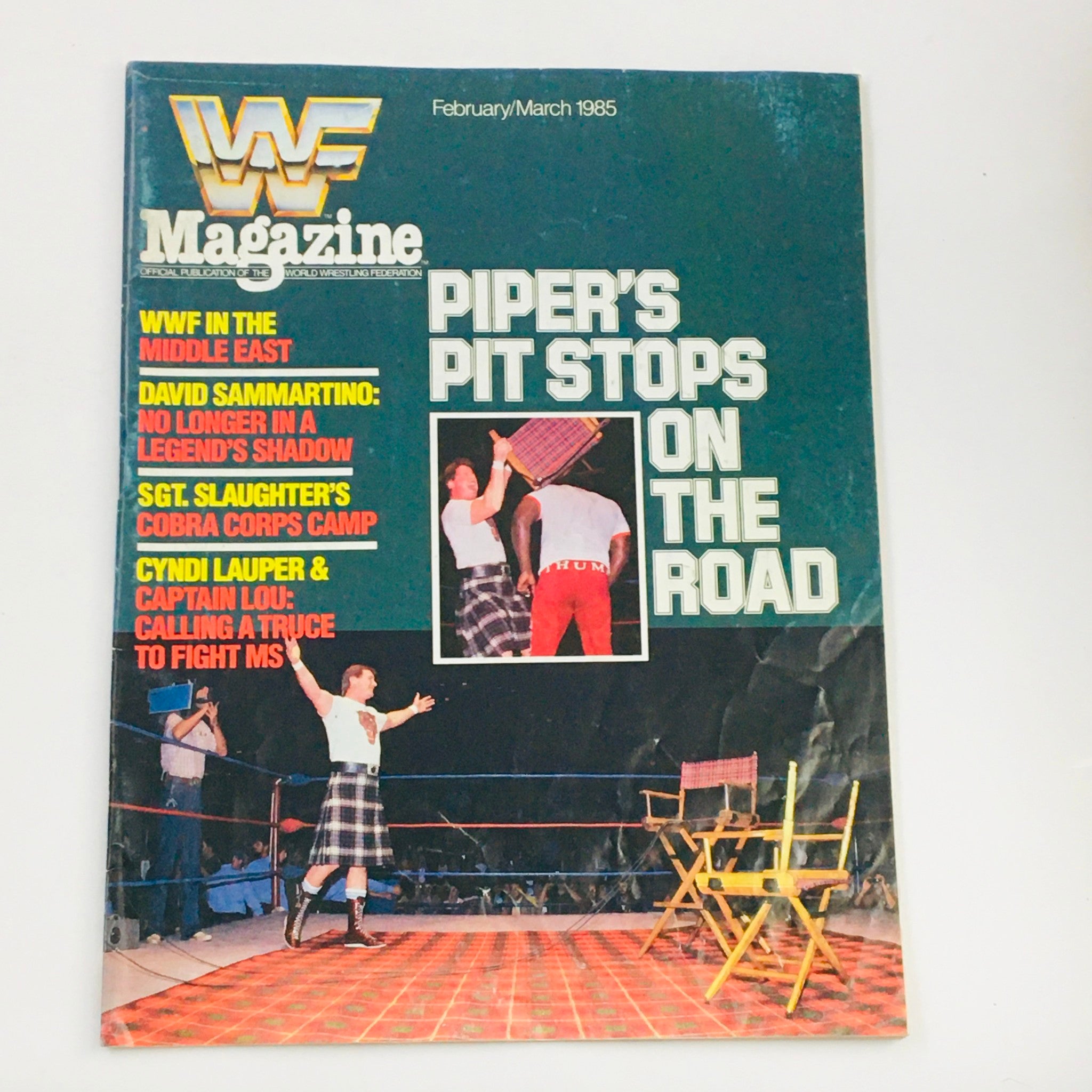 WWF Magazine February 1985 Roddy Piper, David Sammartino & Cyndi Lauper