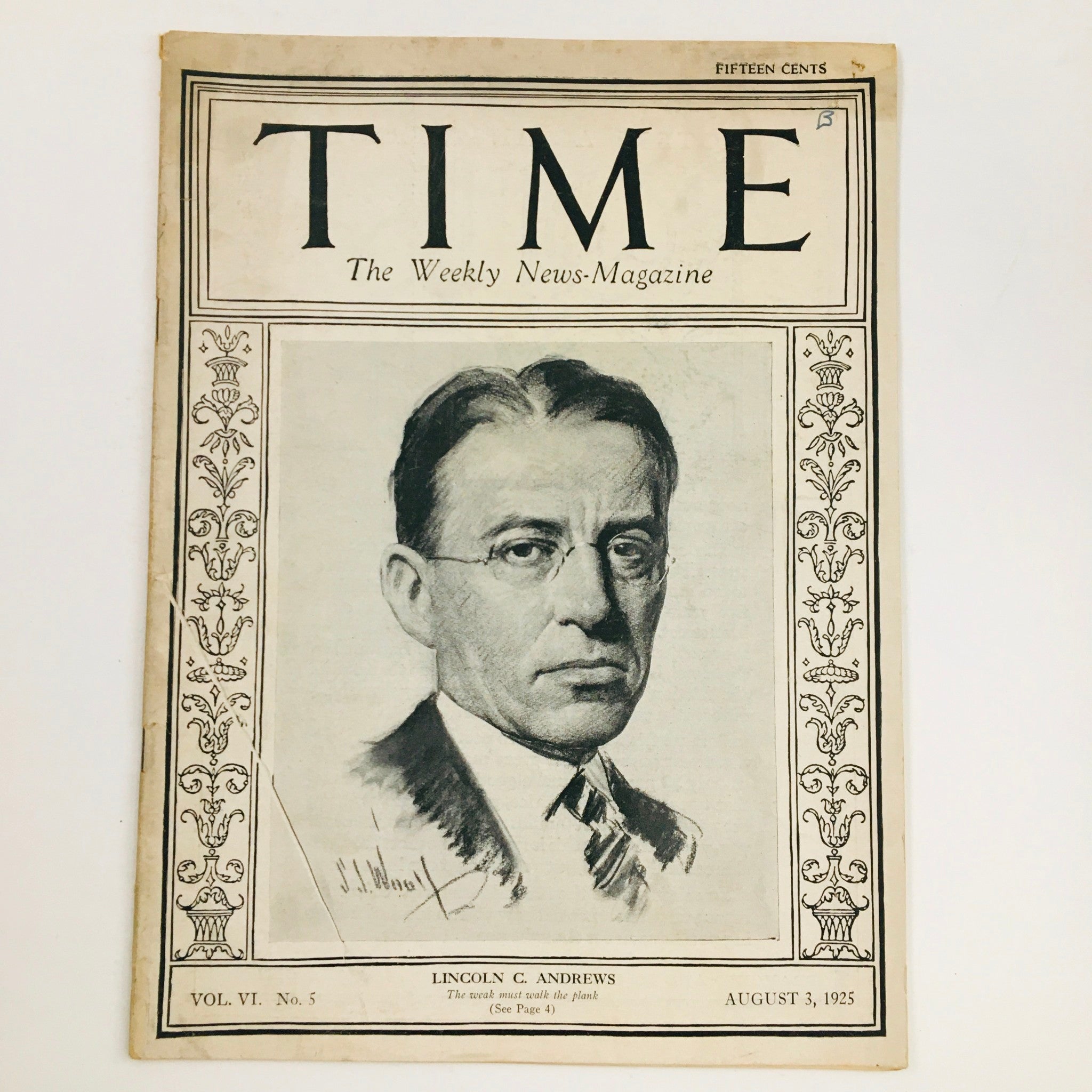 VTG Time Magazine August 3 1925 Vol VI No. 5 General Lincoln Clark Andrews