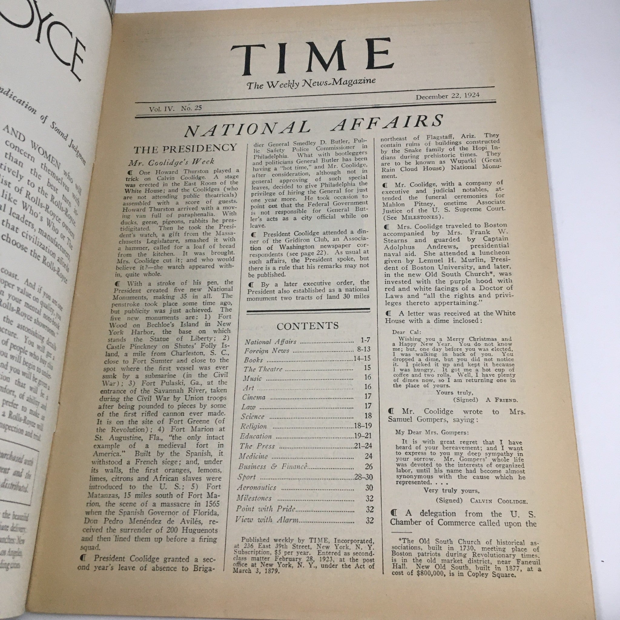 VTG Time Magazine December 22 1924 Vol IV No. 25 King of Spain Alfonso XIII