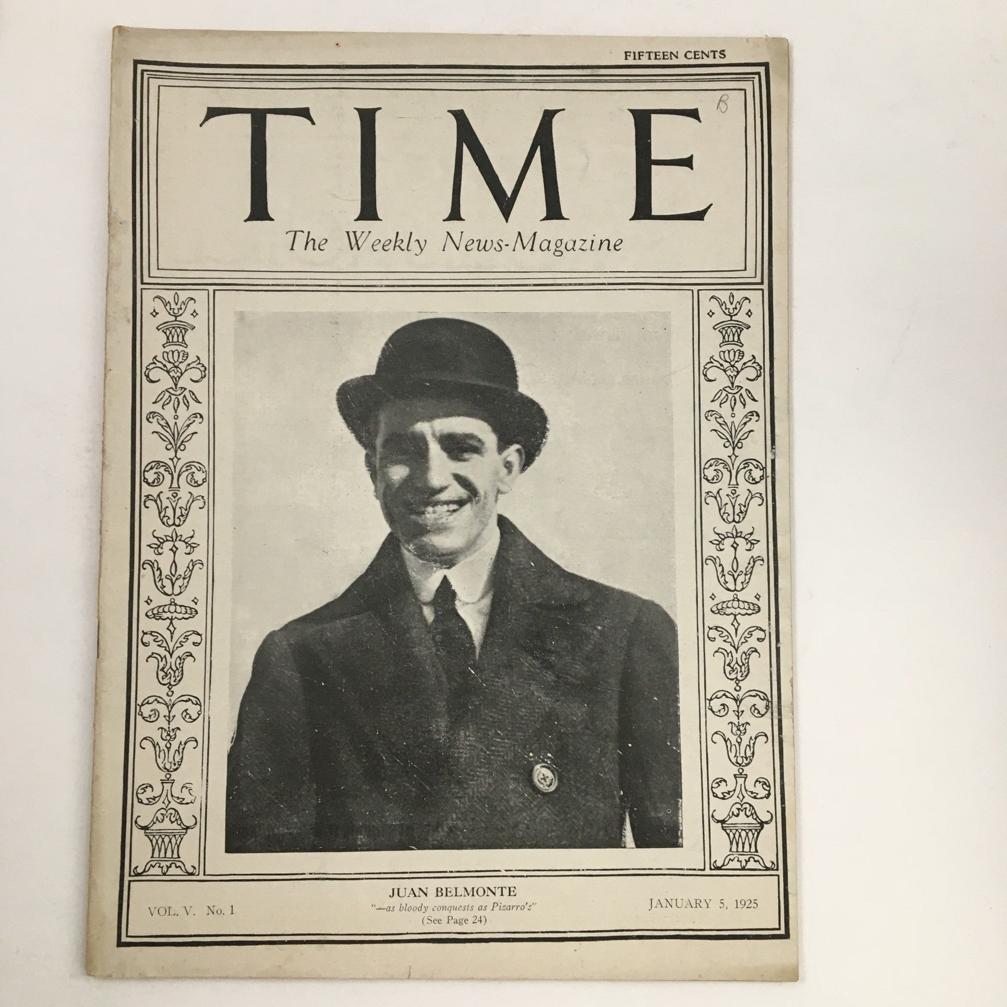 VTG Time Magazine January 25 1925 Vol V No. 1 Spanish Bullfighter Juan Belmonte