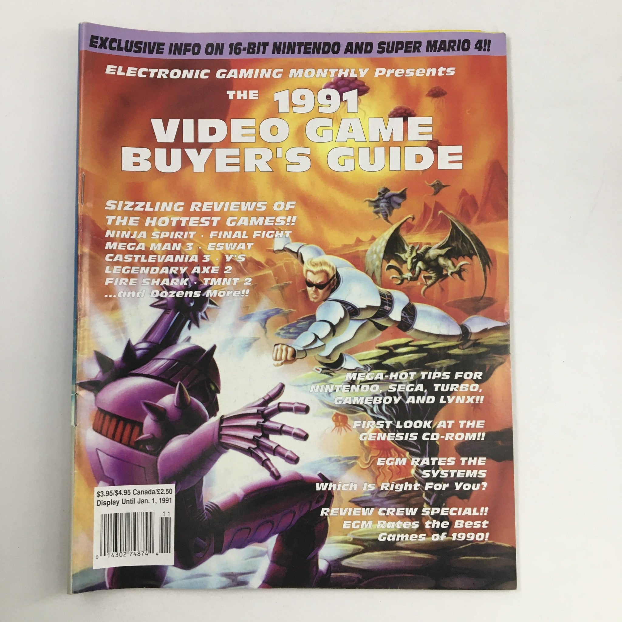 1991 Video Game Buyer's Guide Ninja Spirit, Final Fight Mega Man 3, No Label VG