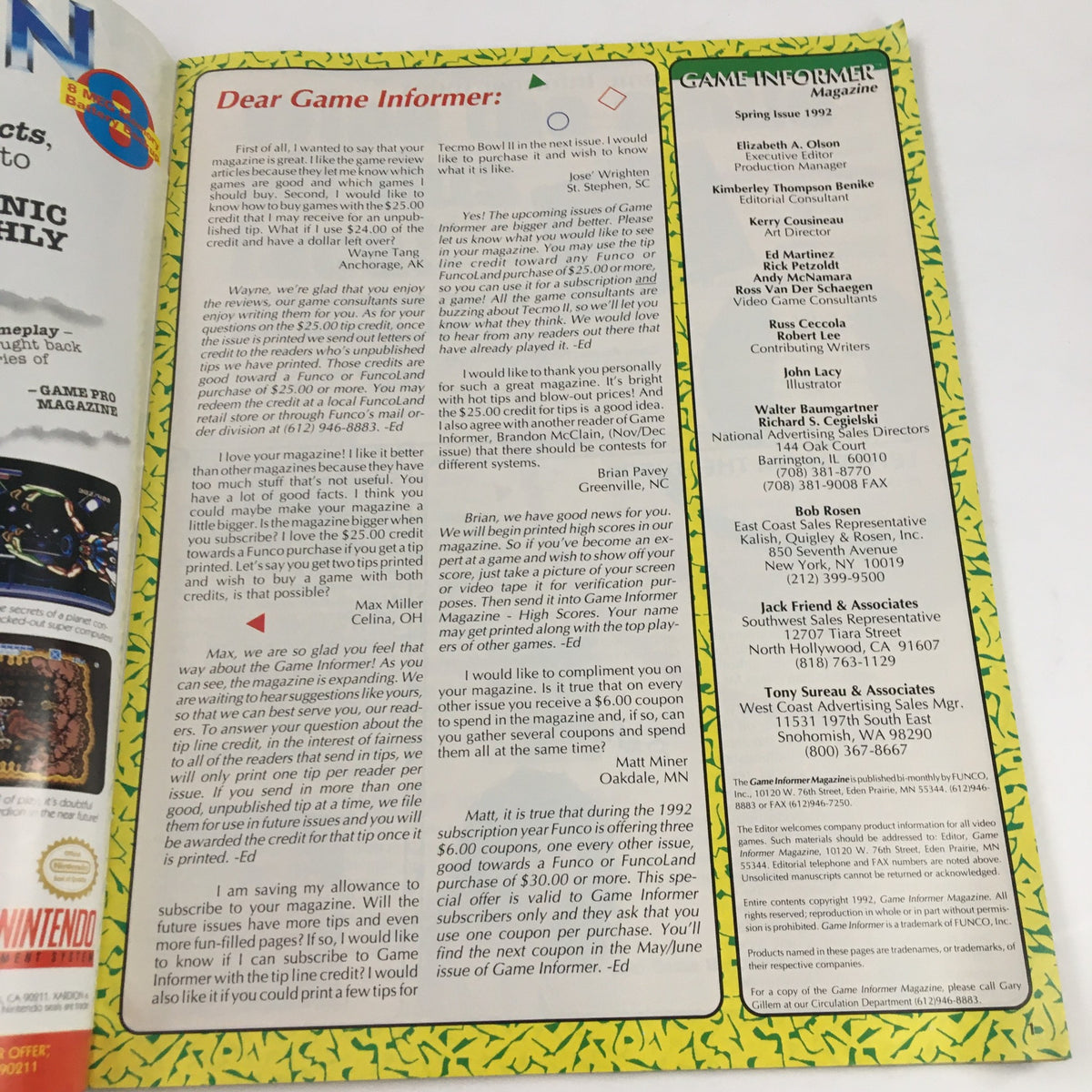 Game Informer Magazine Spring 1992 Super Adventure Island, No Label VG
