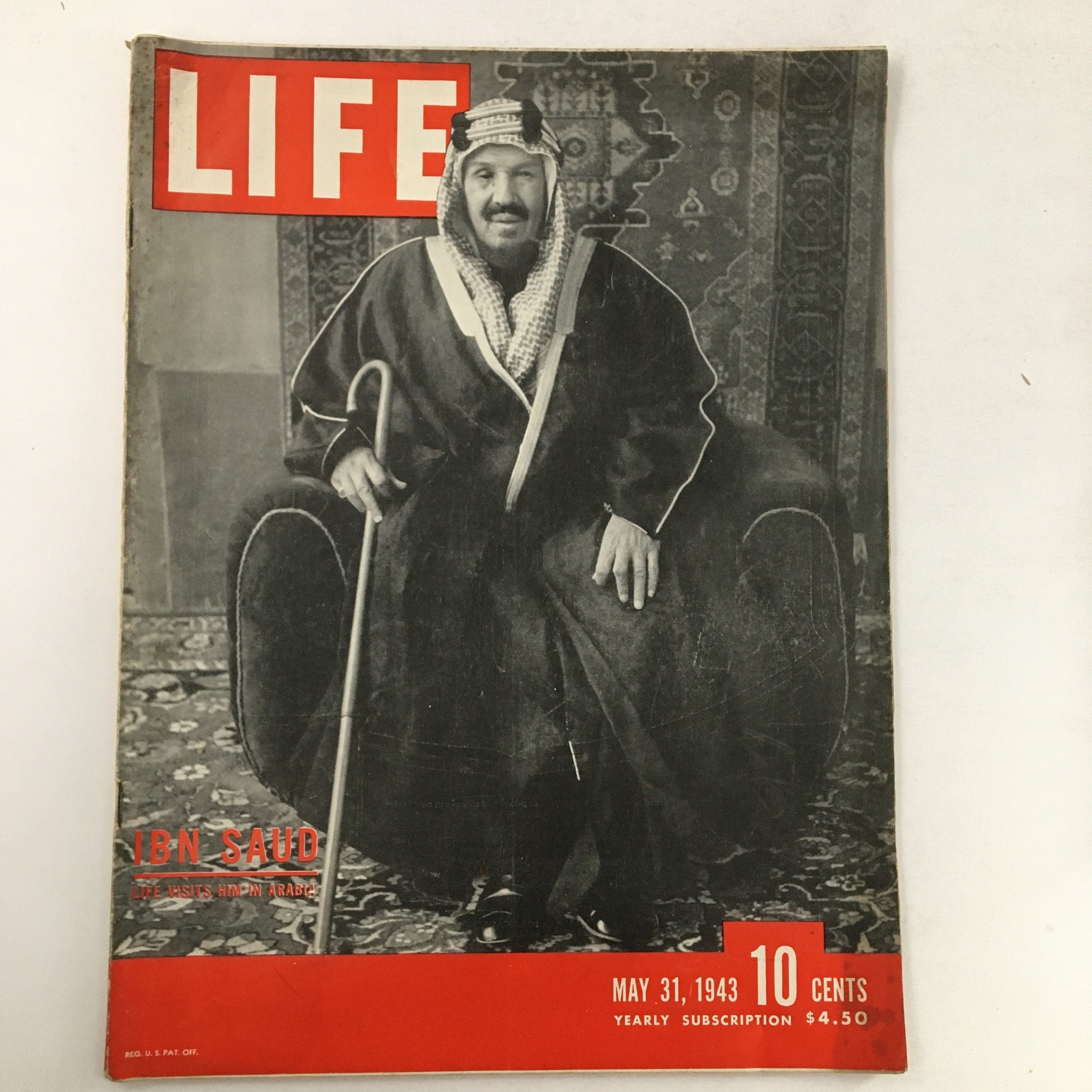 Cover of Life Magazine, May 31, 1943, featuring a visit to Ibn Saʻūd, King of Saudi Arabia