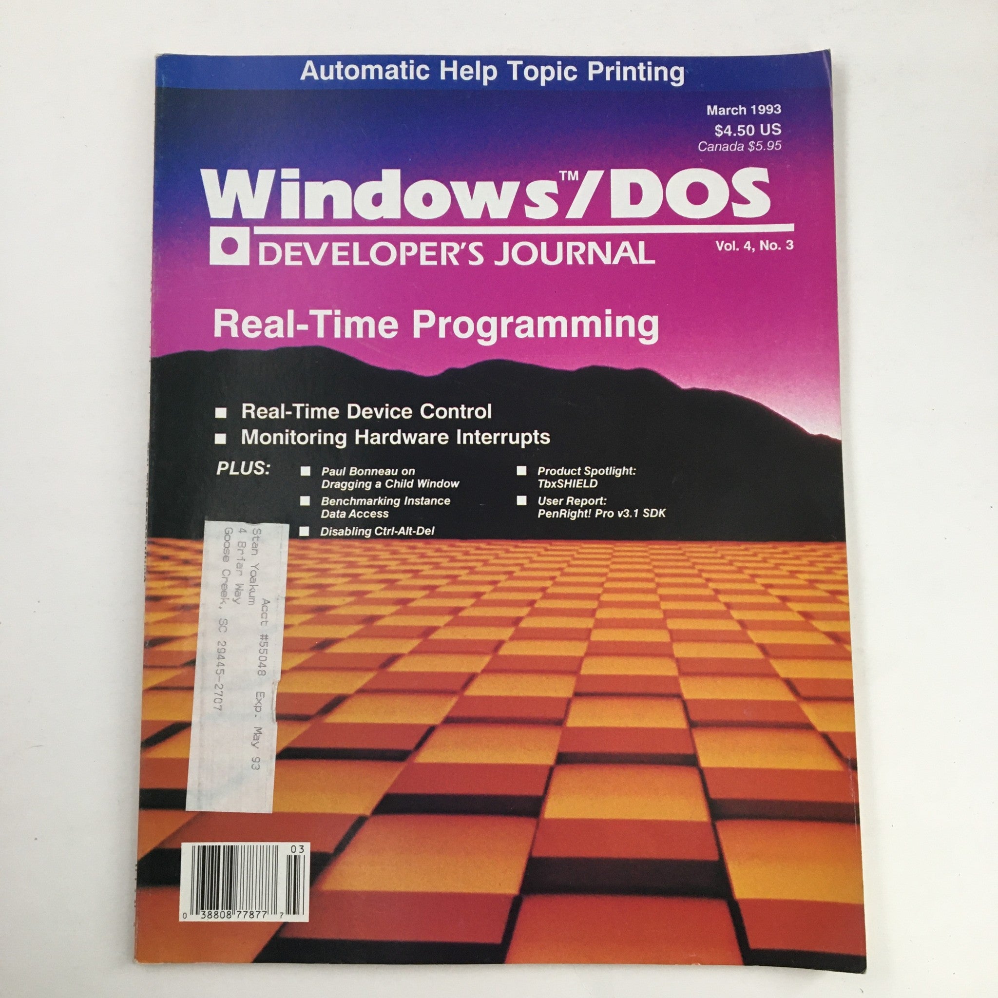 Windows/DOS Developer's Journal March 1993 Monitoring Hardware Interrupts