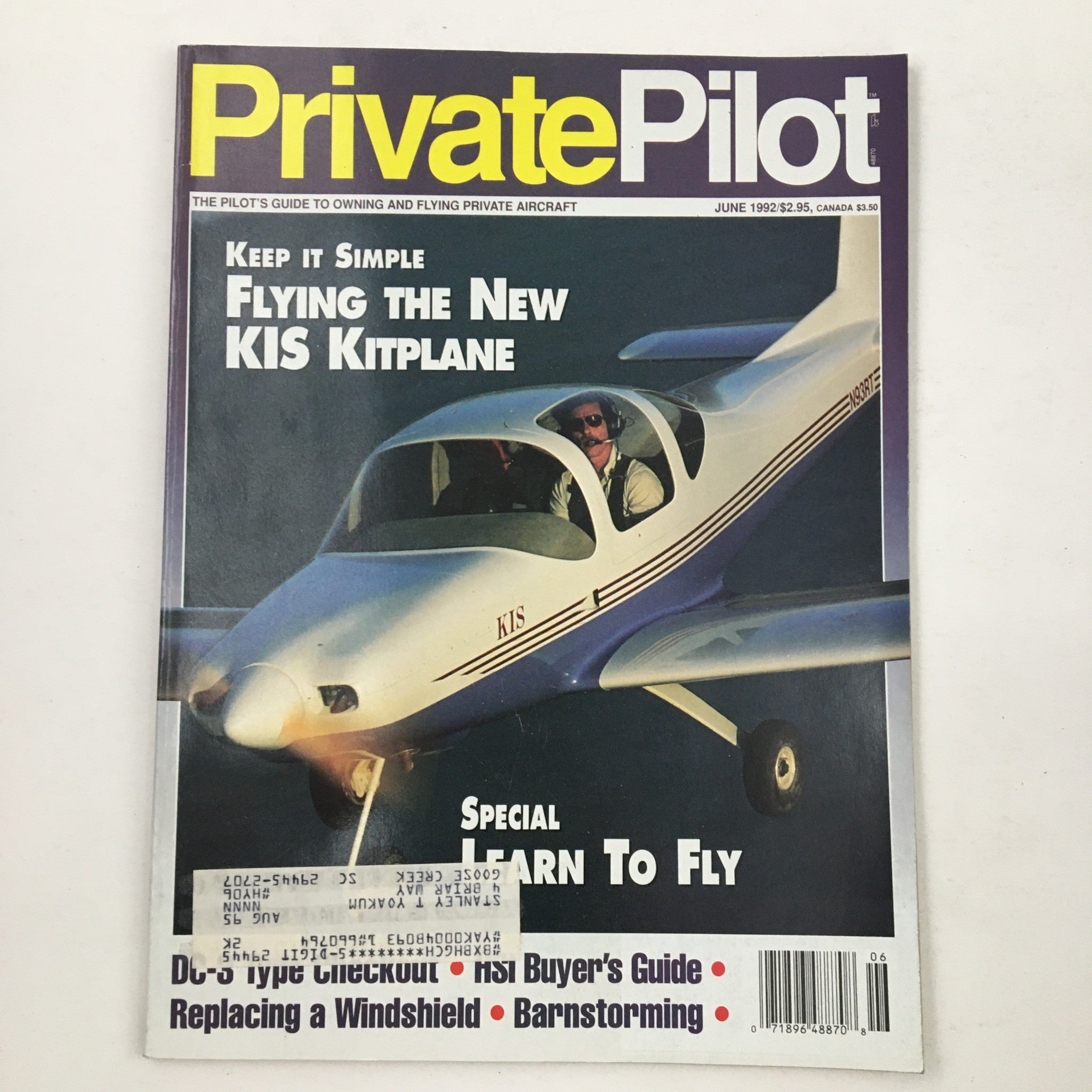 Private Pilot Magazine June 1992 Flying The New KIS Kitplane & Learn To Fly