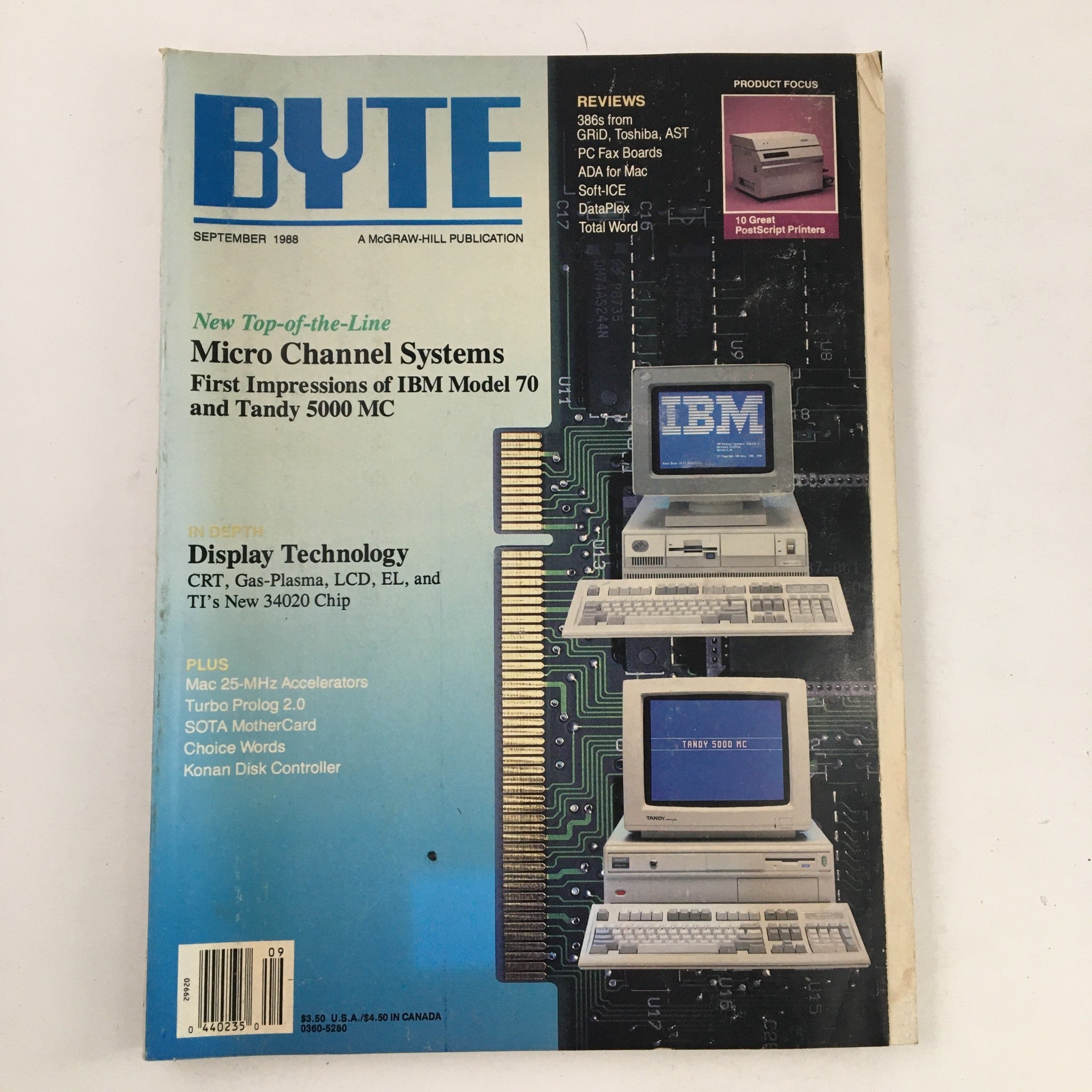 Byte Magazine September 1988 Micro Channel Systems IMB Model 70, No Label