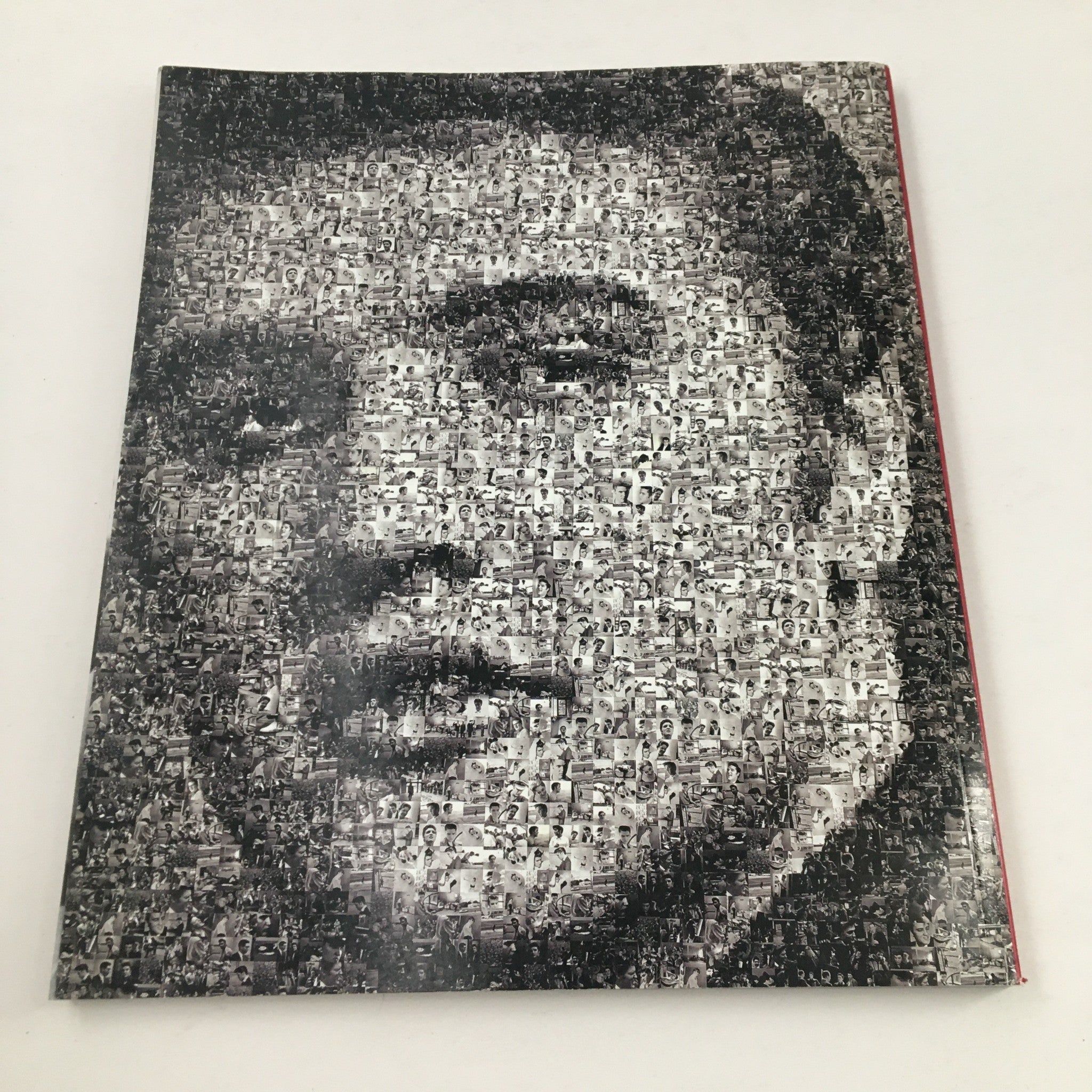 Cover image of 'Elvis Presley Then & Now Official Graceland 25th Anniversary Collector's Edition' showcasing a mosaic portrait of Elvis Presley made up of small images.