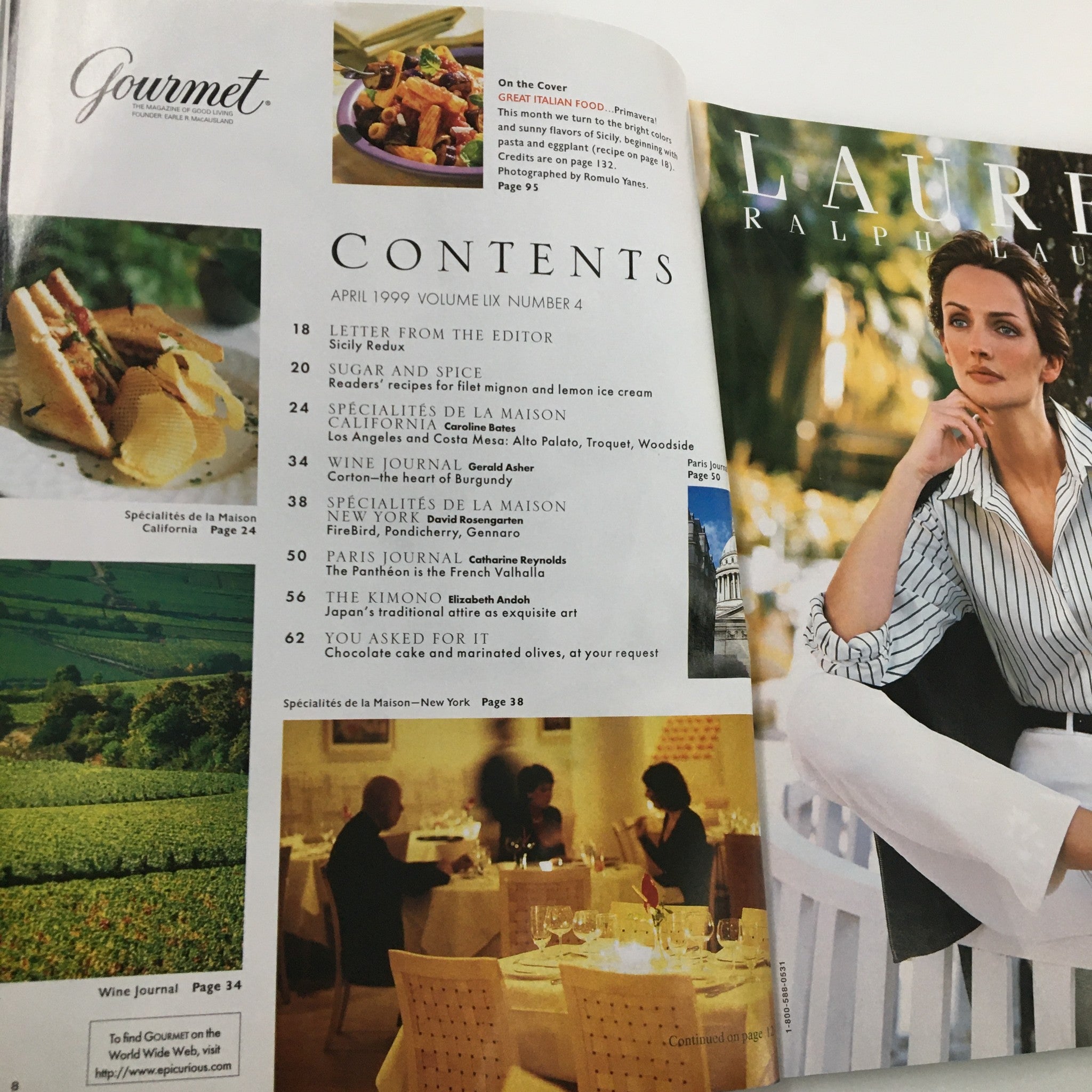 Gourmet Magazine April 1999 Primavera Sunny Flavors of Sicily No Label