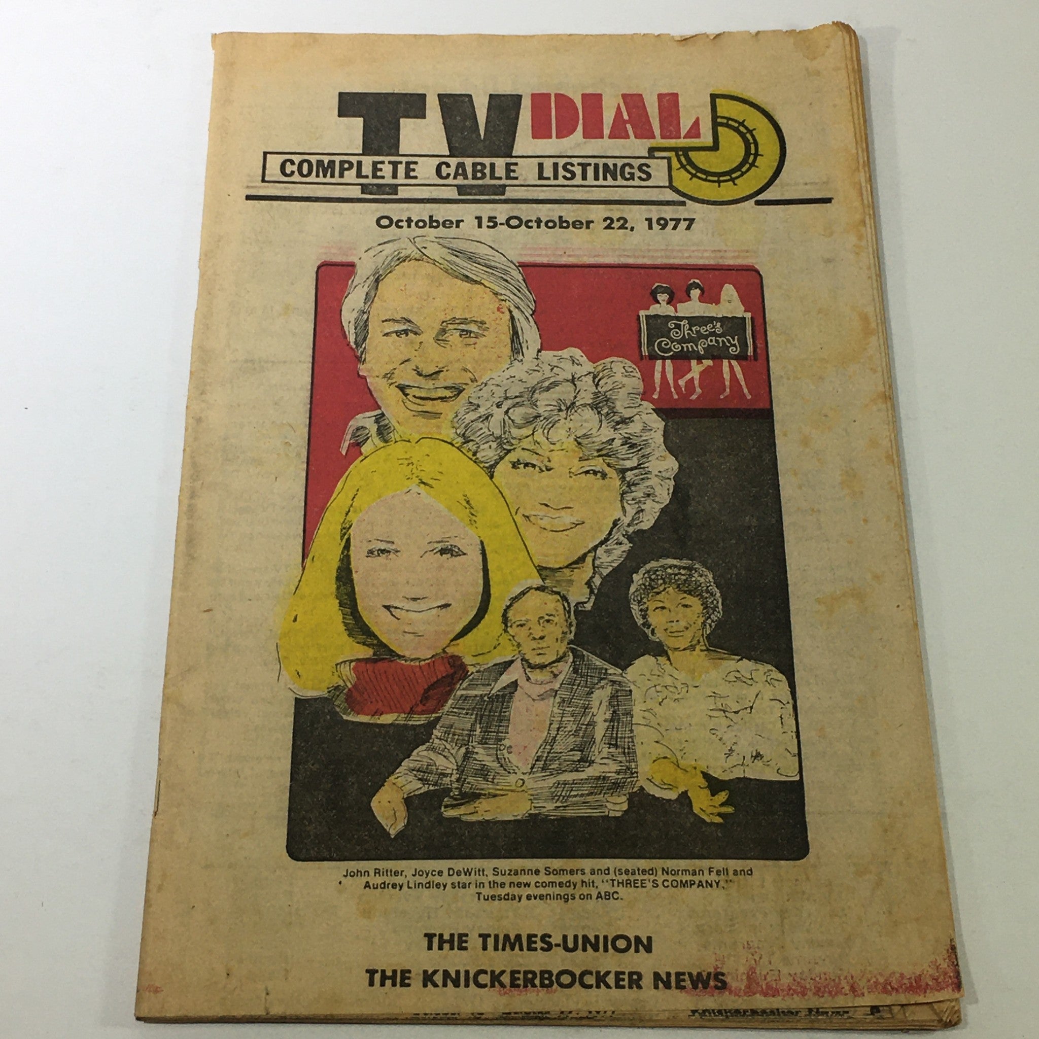 VTG TV Dial Complete Cable Listings October 15-22 1977 "Three's Company" on ABC