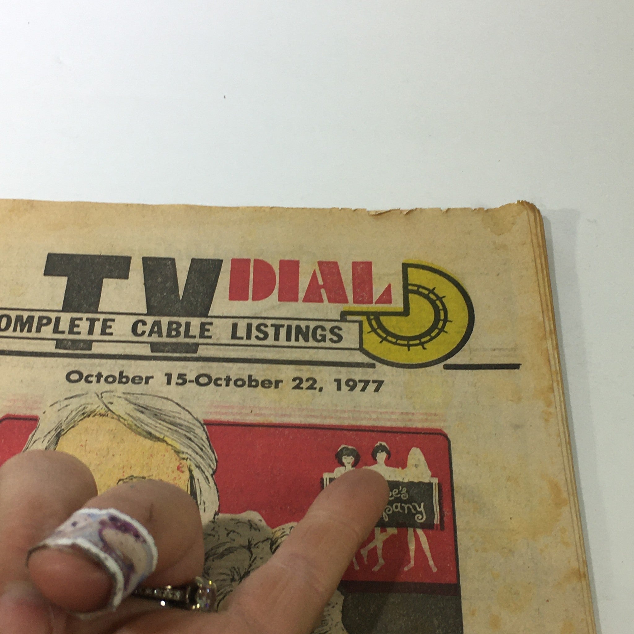 VTG TV Dial Complete Cable Listings October 15-22 1977 "Three's Company" on ABC