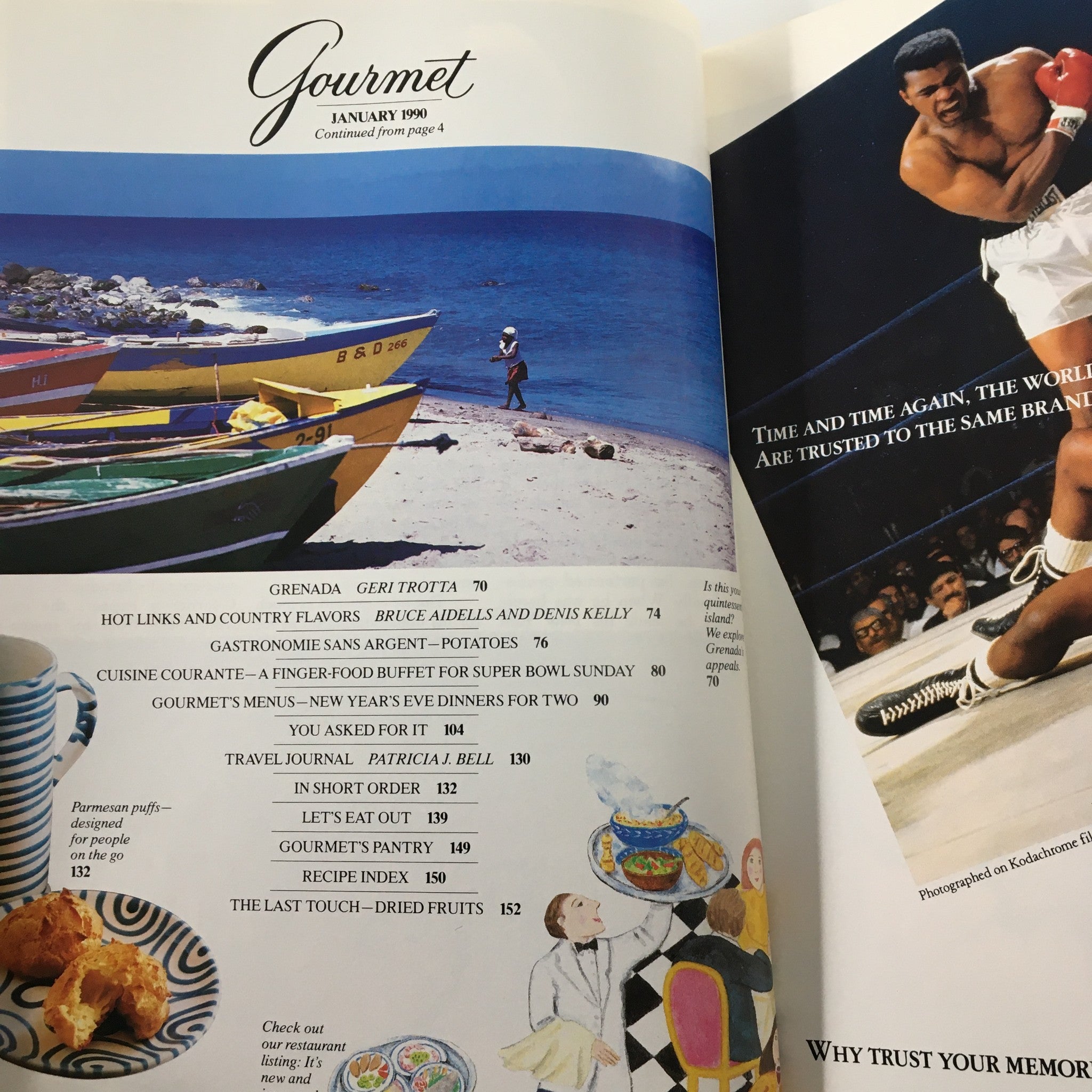 Gourmet Magazine January 1990 A Finger-Food Buffet for Super Bowl No Label