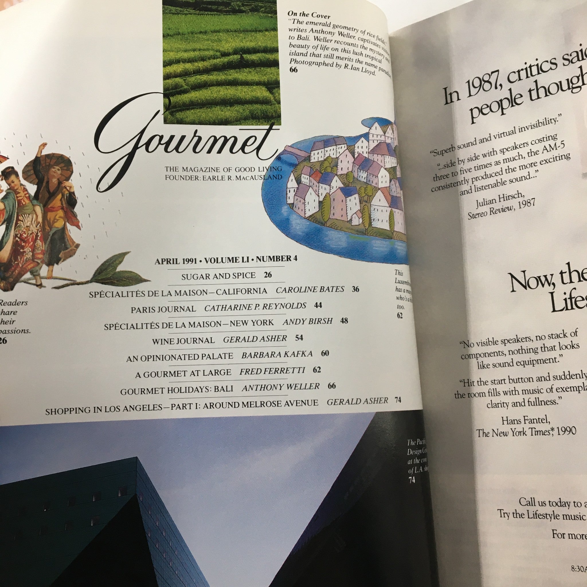 Gourmet Magazine April 1991 The Emerald Geometry of Rice Fields No Label