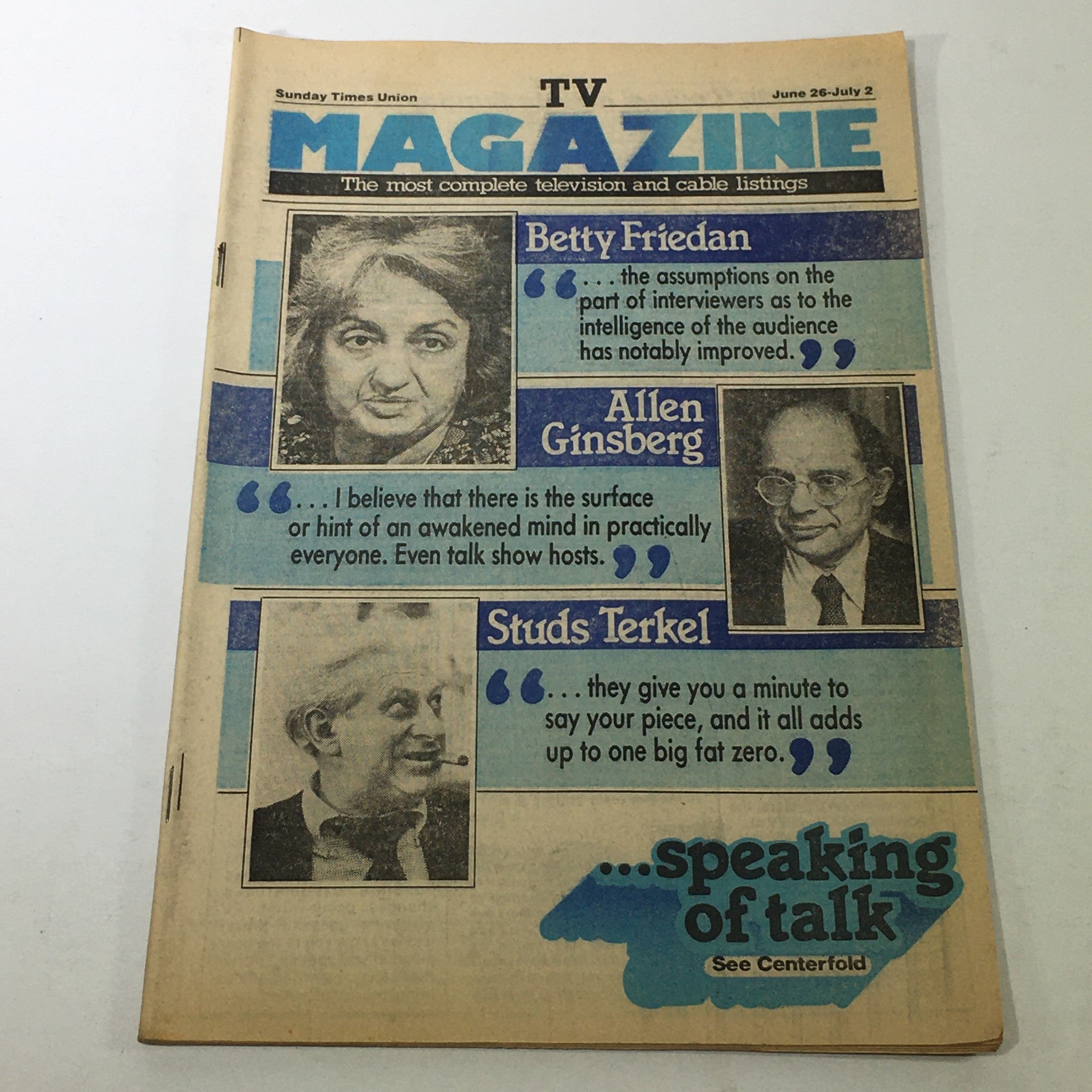 VTG TV Magazine: June 26-July 2 1983 Betty Friedan, Allen Ginsberg, Studs Terkel