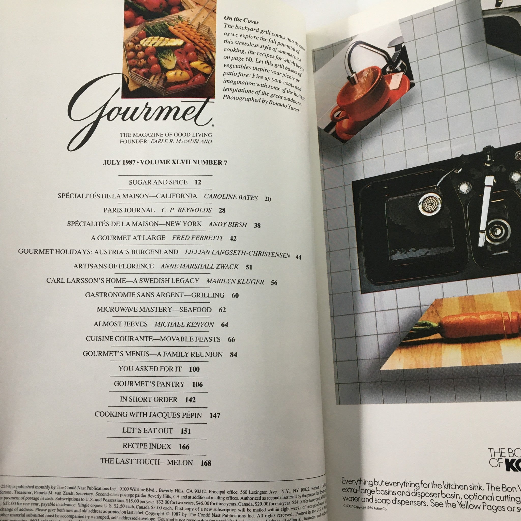 VTG Gourmet Magazine July 1987 Gourmet Menus A Family Reunion No Label