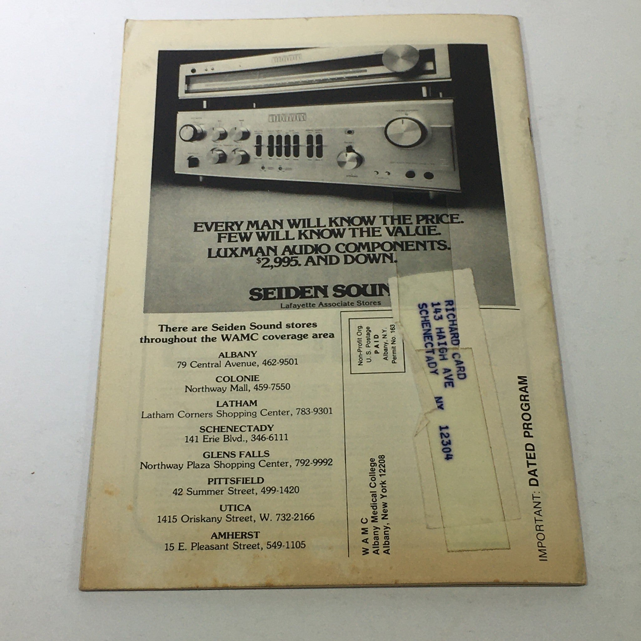 VTG WAMC Program Guide October 1977 - Albany Medical College 90.3 FM Dial