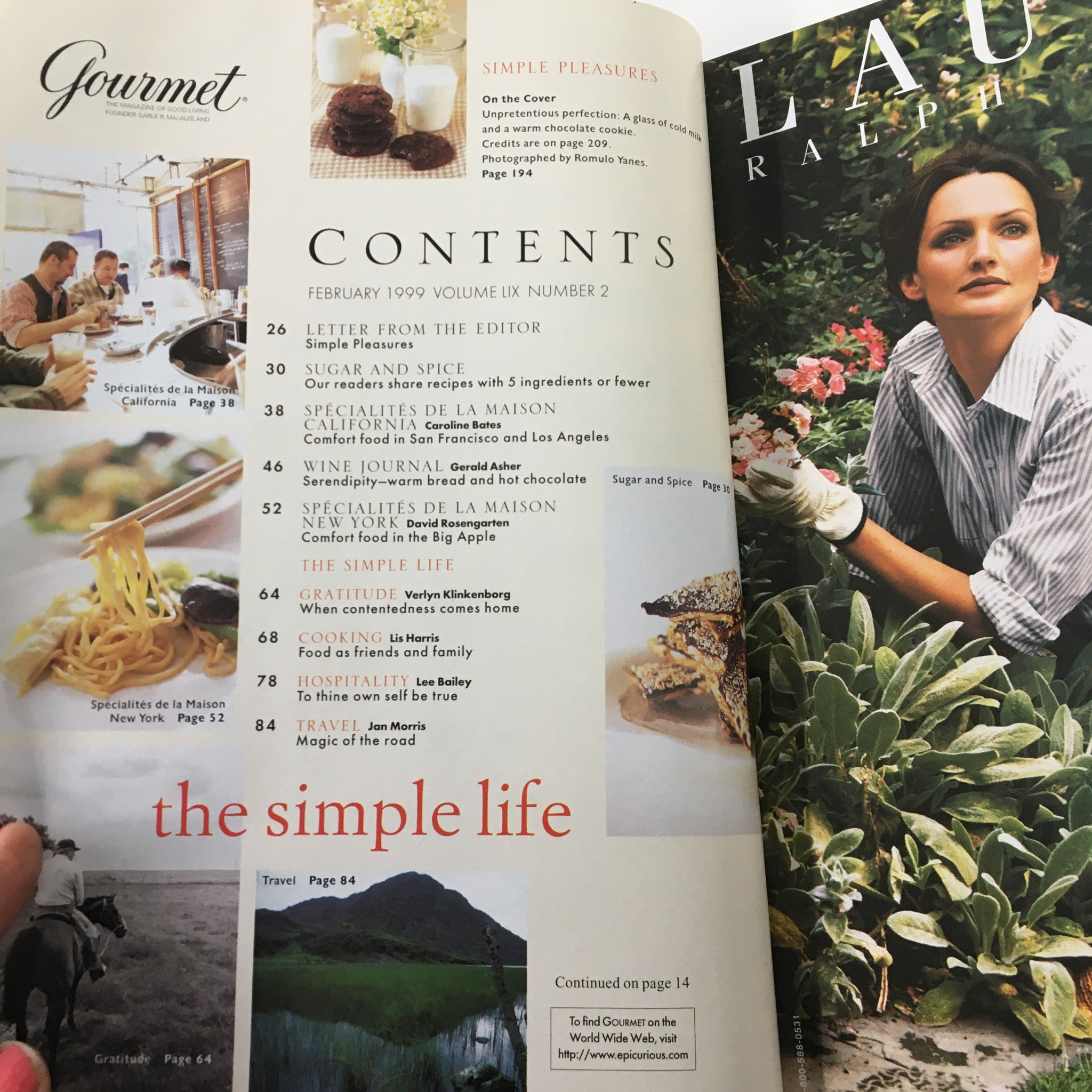 Gourmet Magazine February 1999 A Glass of Cold Milk & Warm Choco Cookie No Label