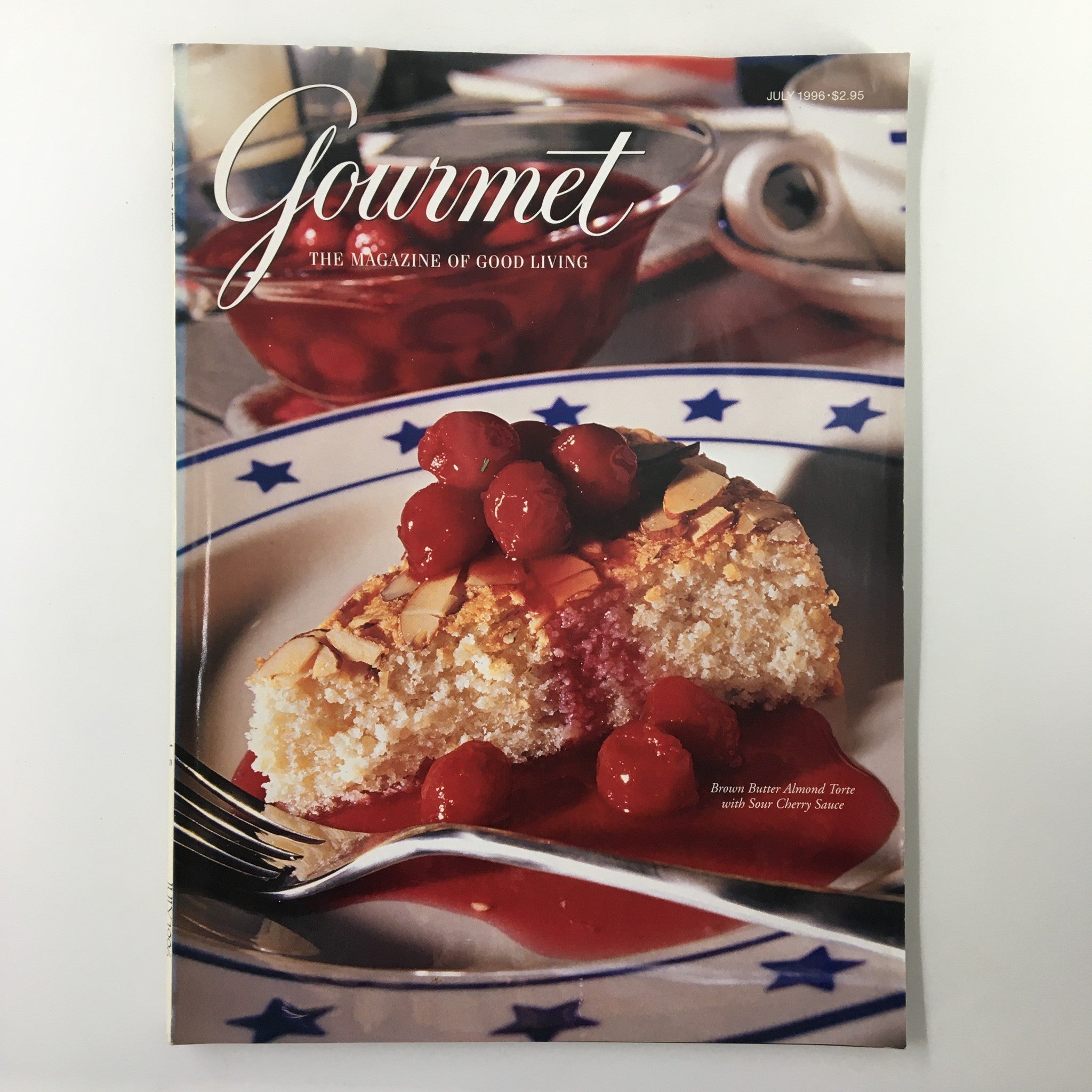 Gourmet Magazine July 1996 Brown Butter Almond Torte Sour Cherry Sauce No Label