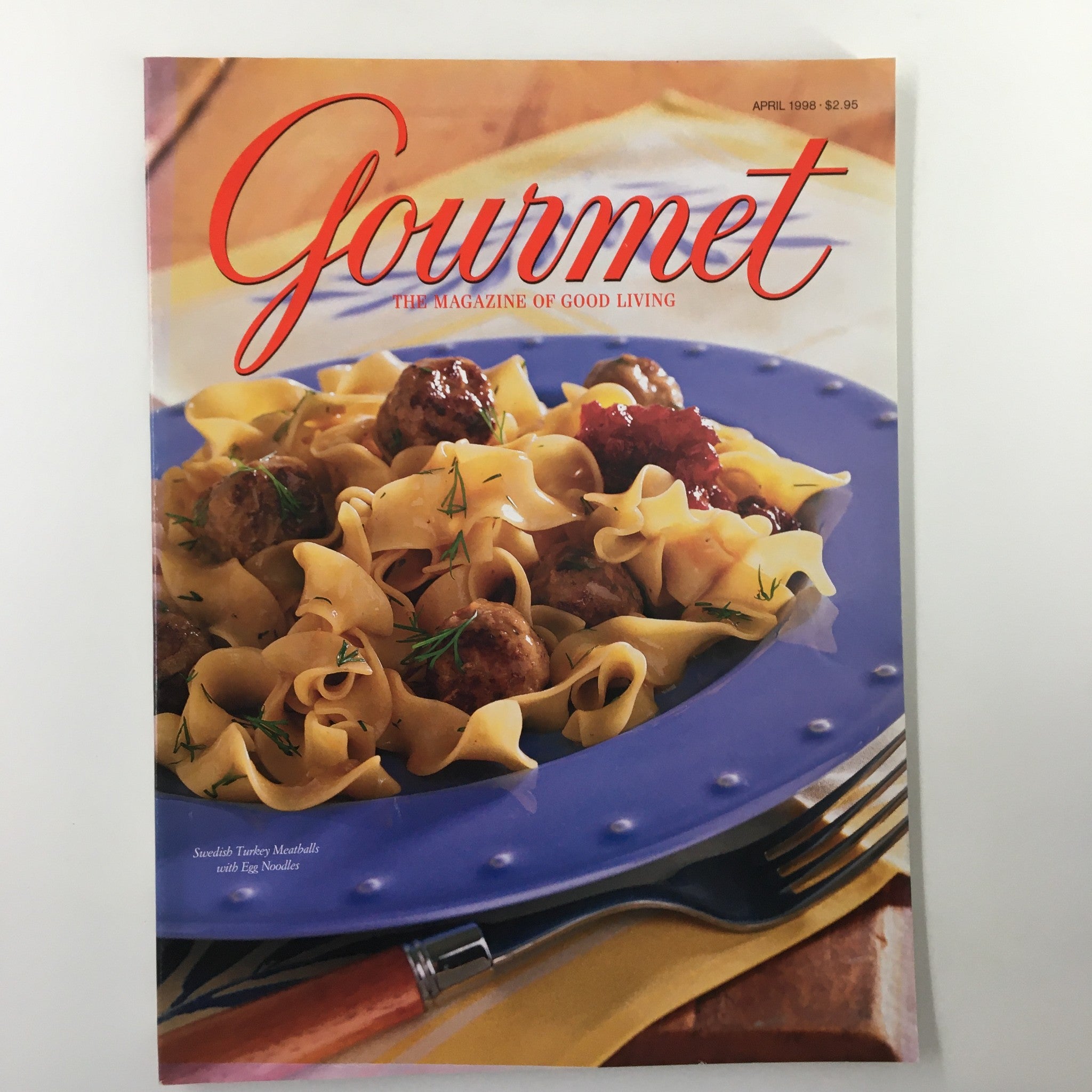 Gourmet Magazine April 1998 Swedish Turkey Meatballs Lean Recipes No Label