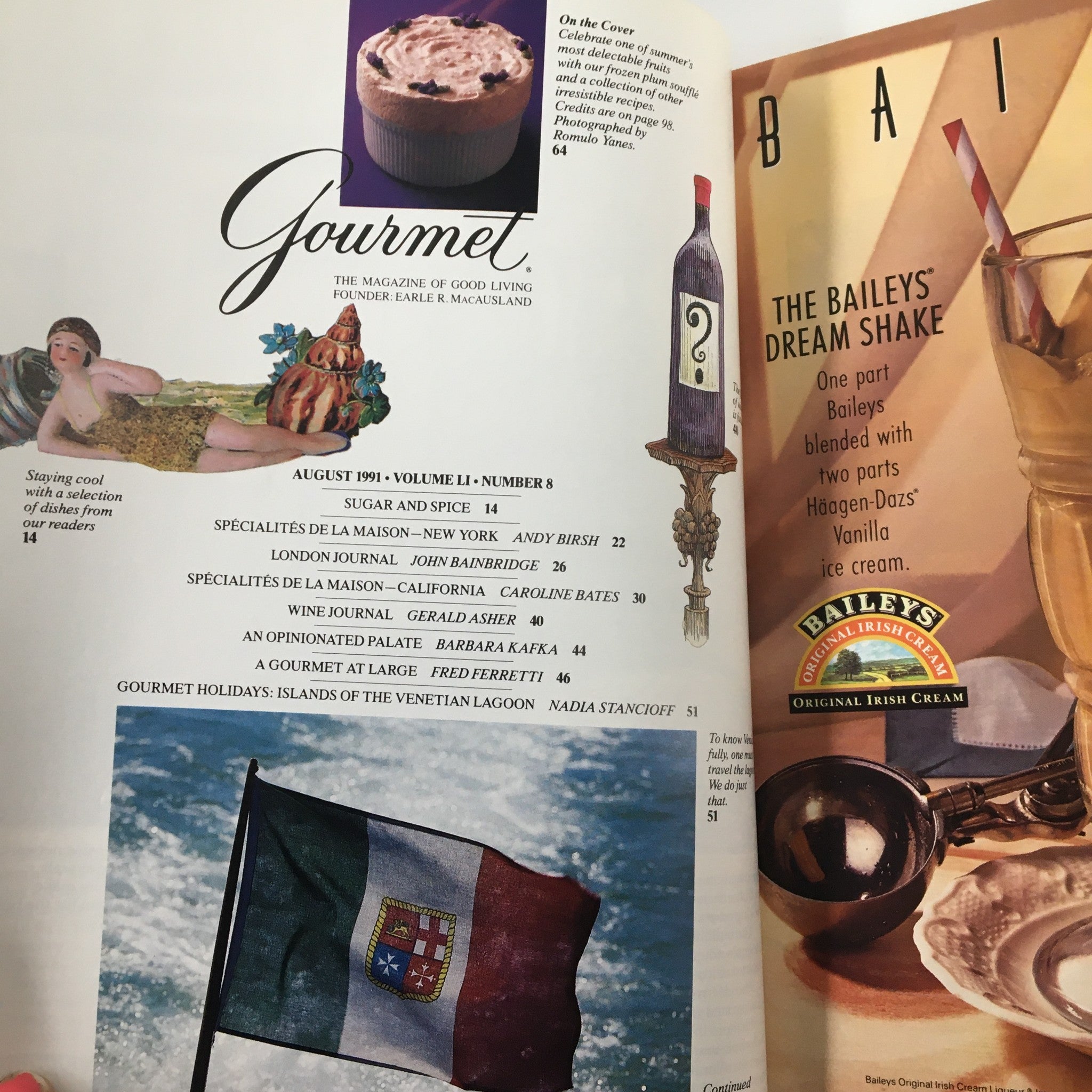 Gourmet Magazine August 1991 Islands of the Venetian Lagoon No Label