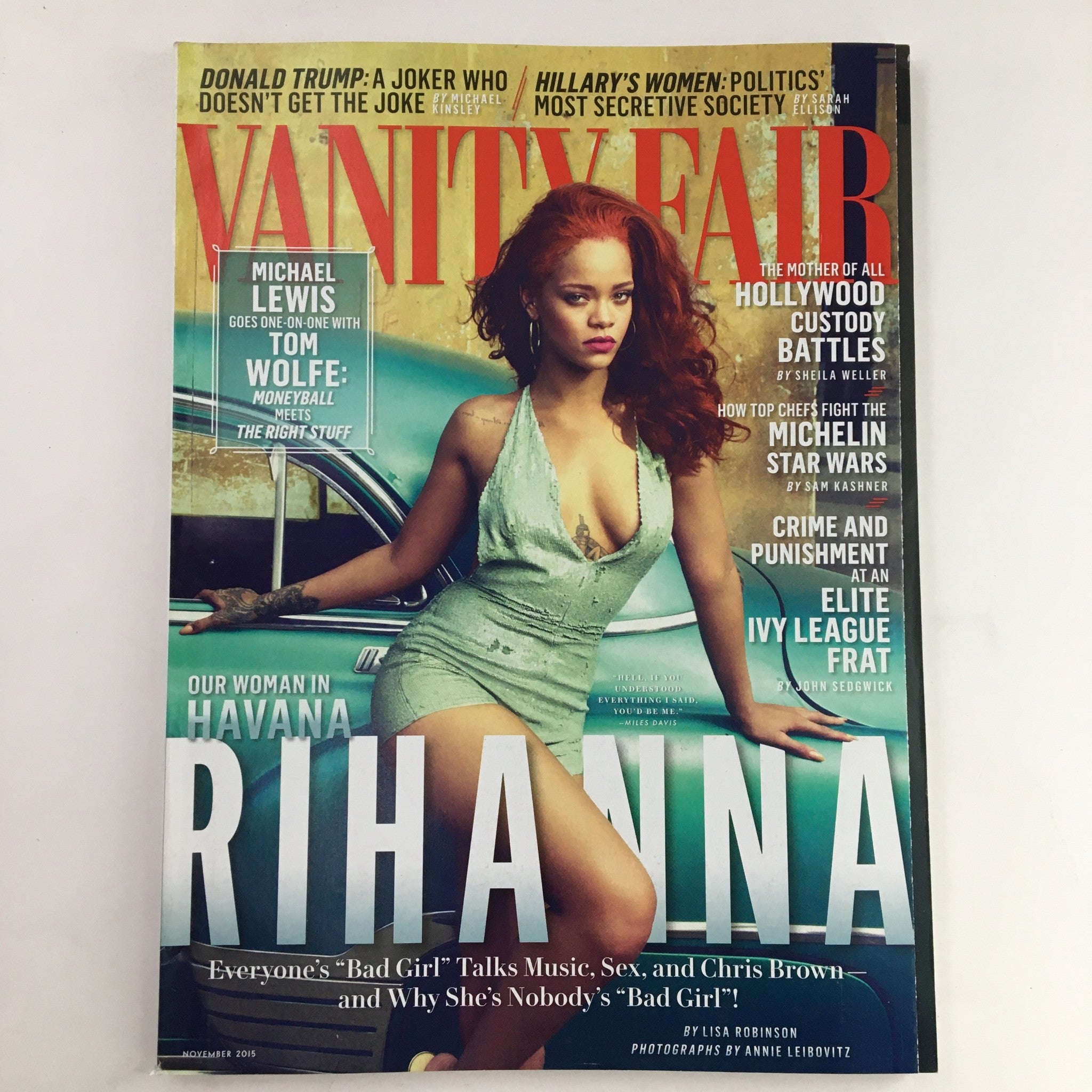 Vanity Fair Magazine November 2015 Singer Rihanna, Michael Lewis No Label VG