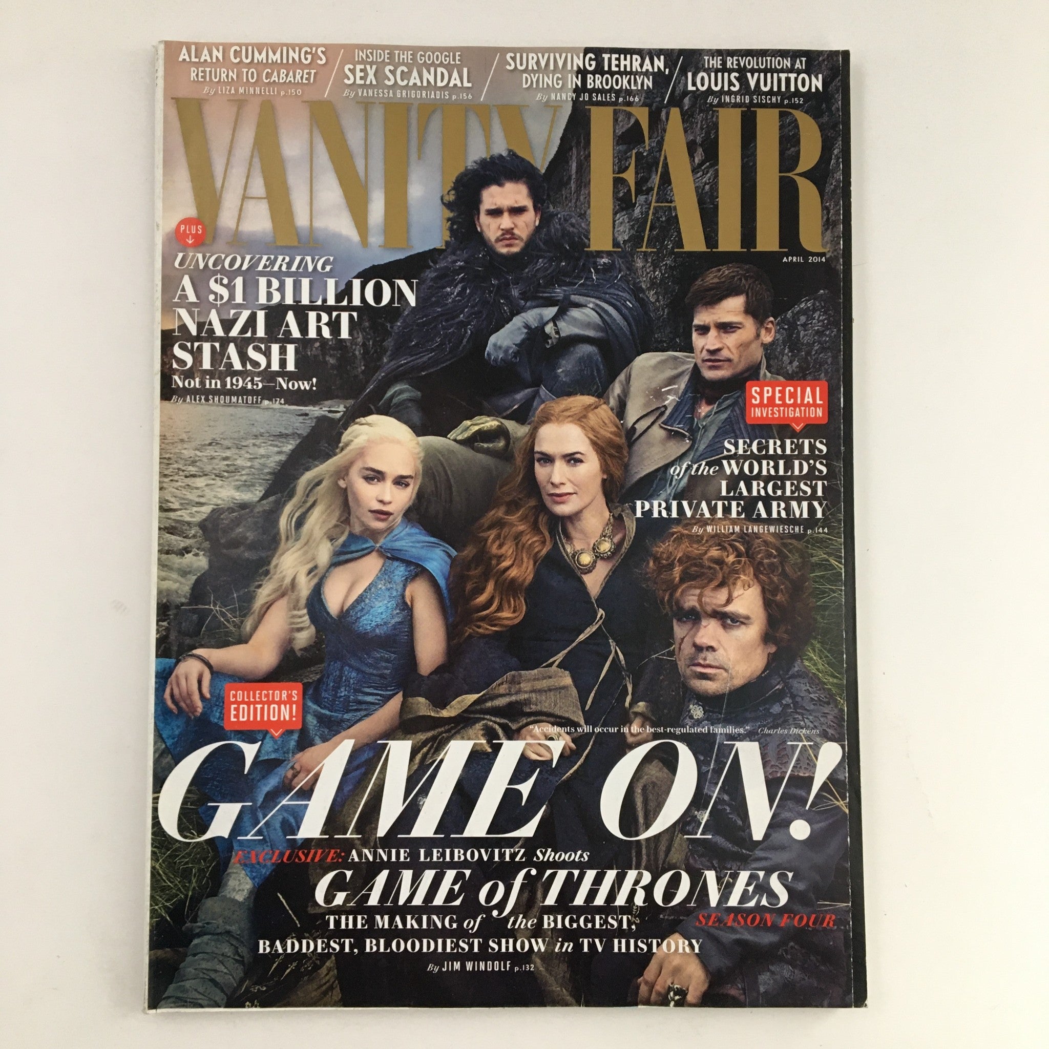 Vanity Fair Magazine April 2014 Game of Thrones Emilia Clarke, No Label VG