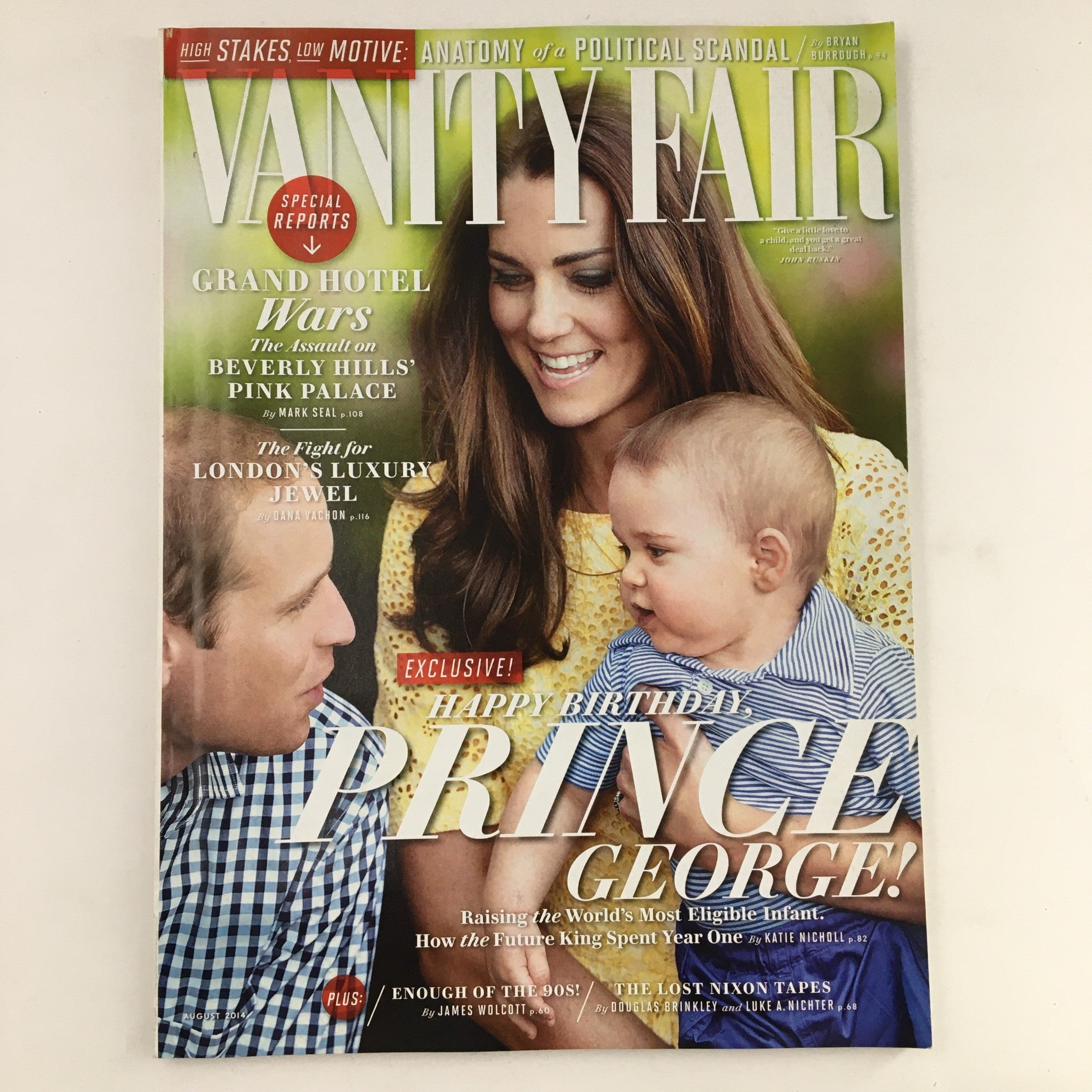 Vanity Fair Magazine August 2014 Prince William, Kate, Prince George No Label VG