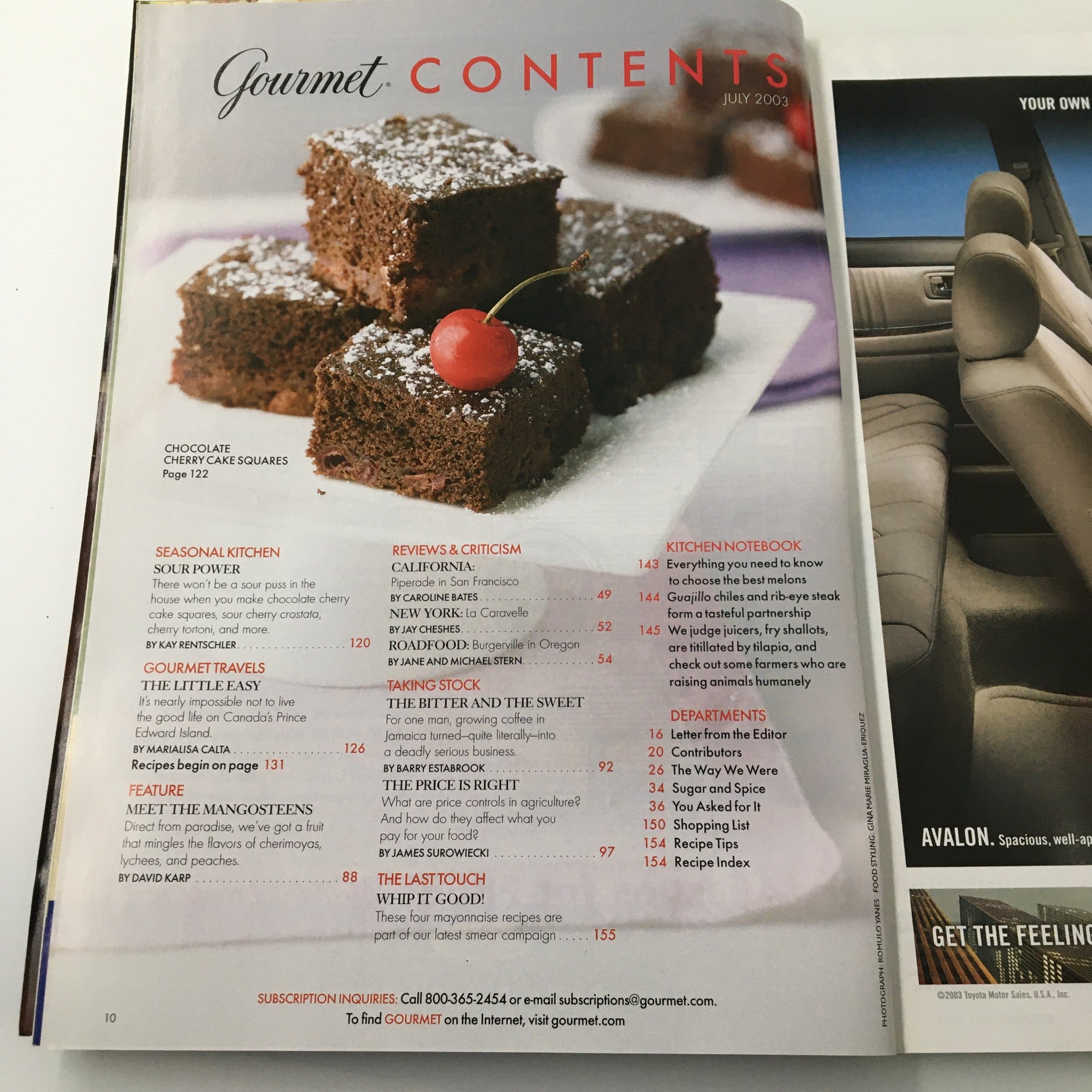 Gourmet Magazine July 2003 Chocolate Cherry Cake Squares No Label