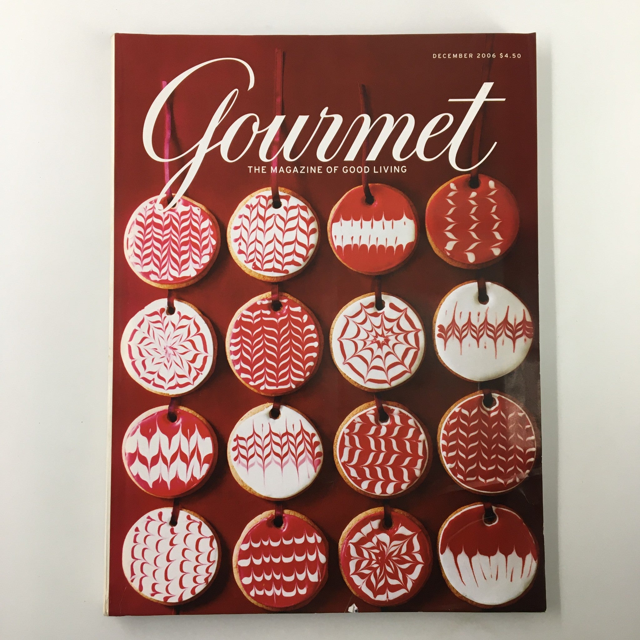 Cover of Gourmet Magazine December 2006 featuring festive Christmas designs on cookies, titled 'Gourmet: The Magazine of Good Living'.