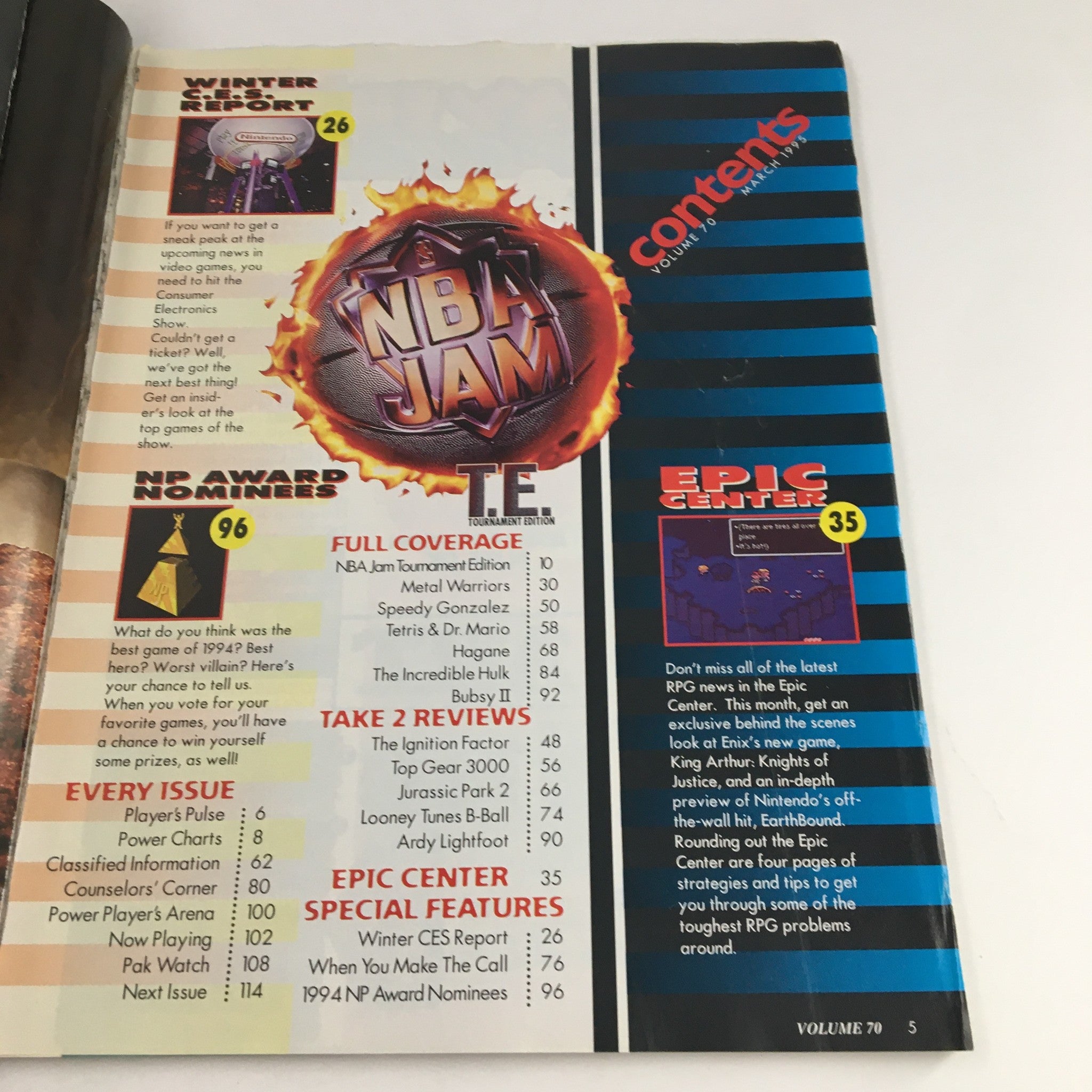 Nintendo Power Magazine March 1995 Vol 70 NBA Jam T.E. & Epic Center Adventure