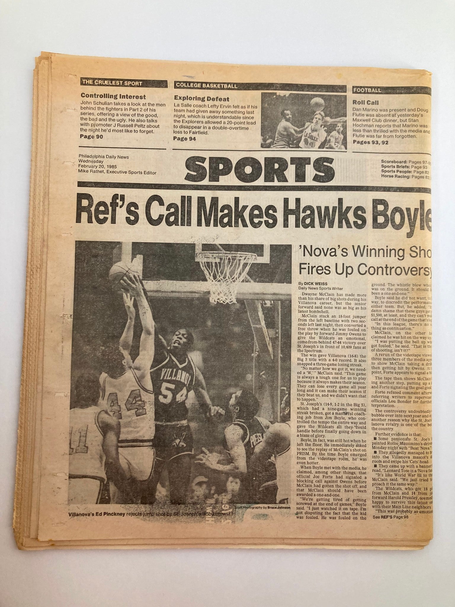 Philadelphia Daily News Tabloid February 20 1985 Coach Rollie Massimino