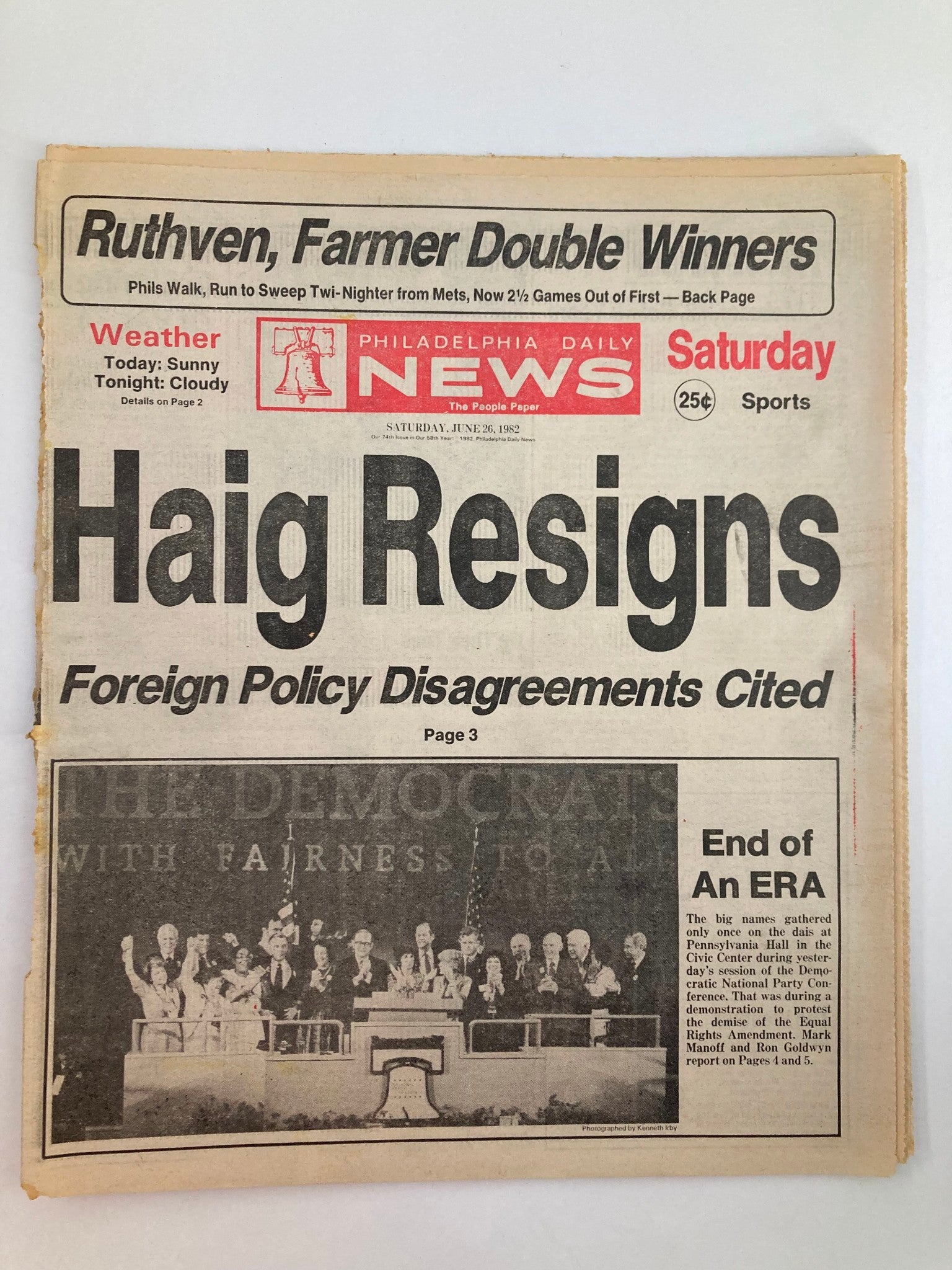 Philadelphia Daily News Tabloid June 26 1982 Alexander M. Haig Jr. Resigns