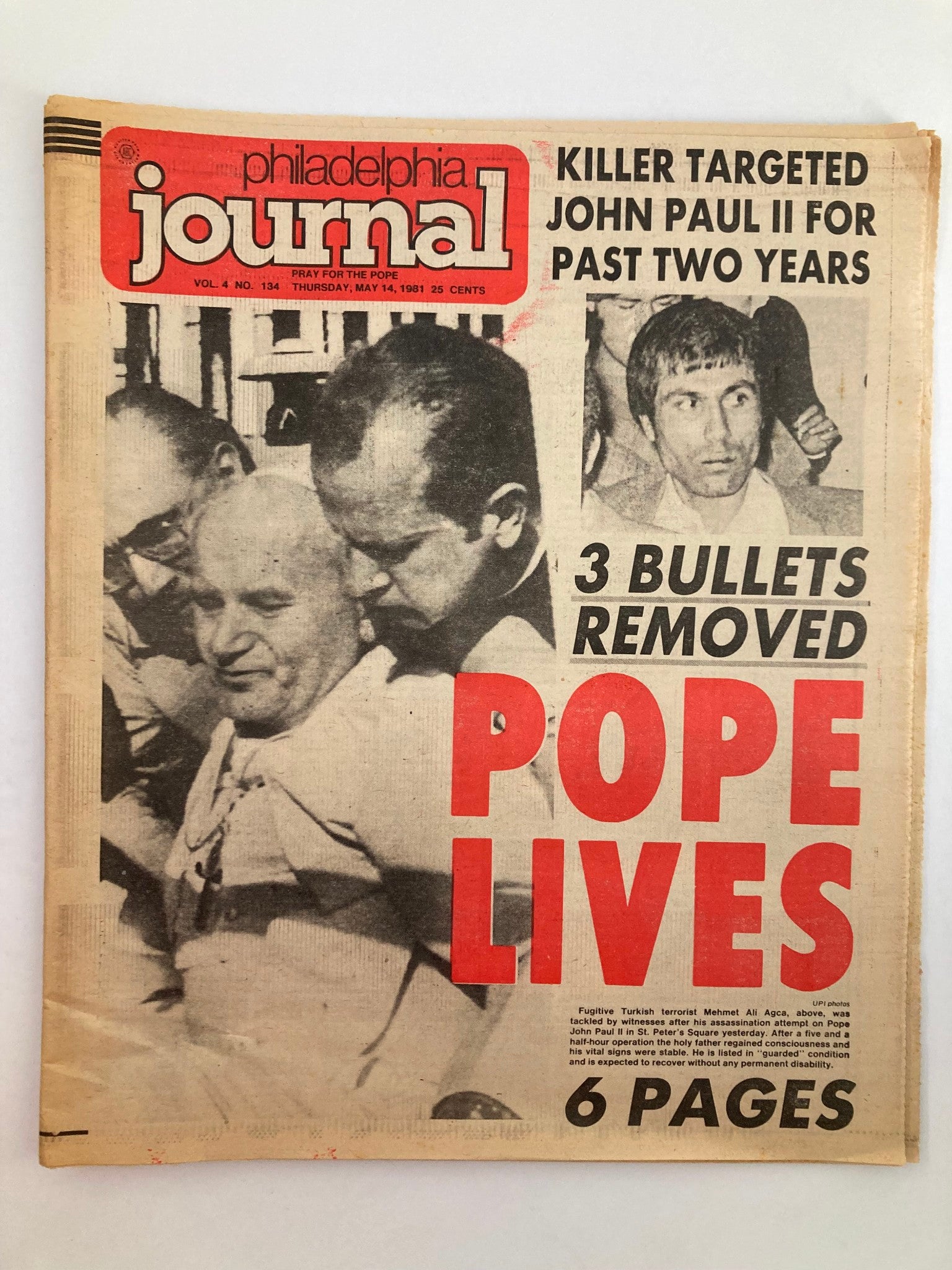 Philadelphia Journal Tabloid May 14 1981 Vol 4 #134 Pope John Paul II Lives