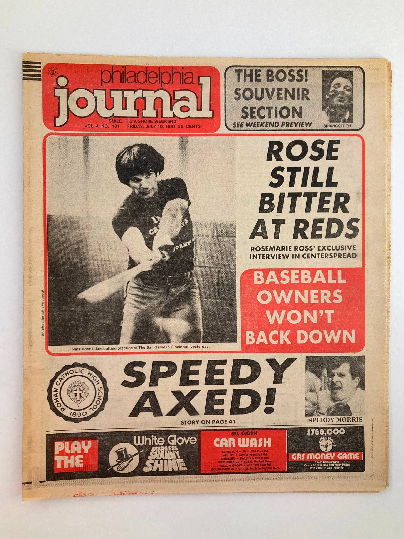 Philadelphia Journal Tabloid July 10 1981 Vol 4 #181 Pete Rose & Speedy Morris