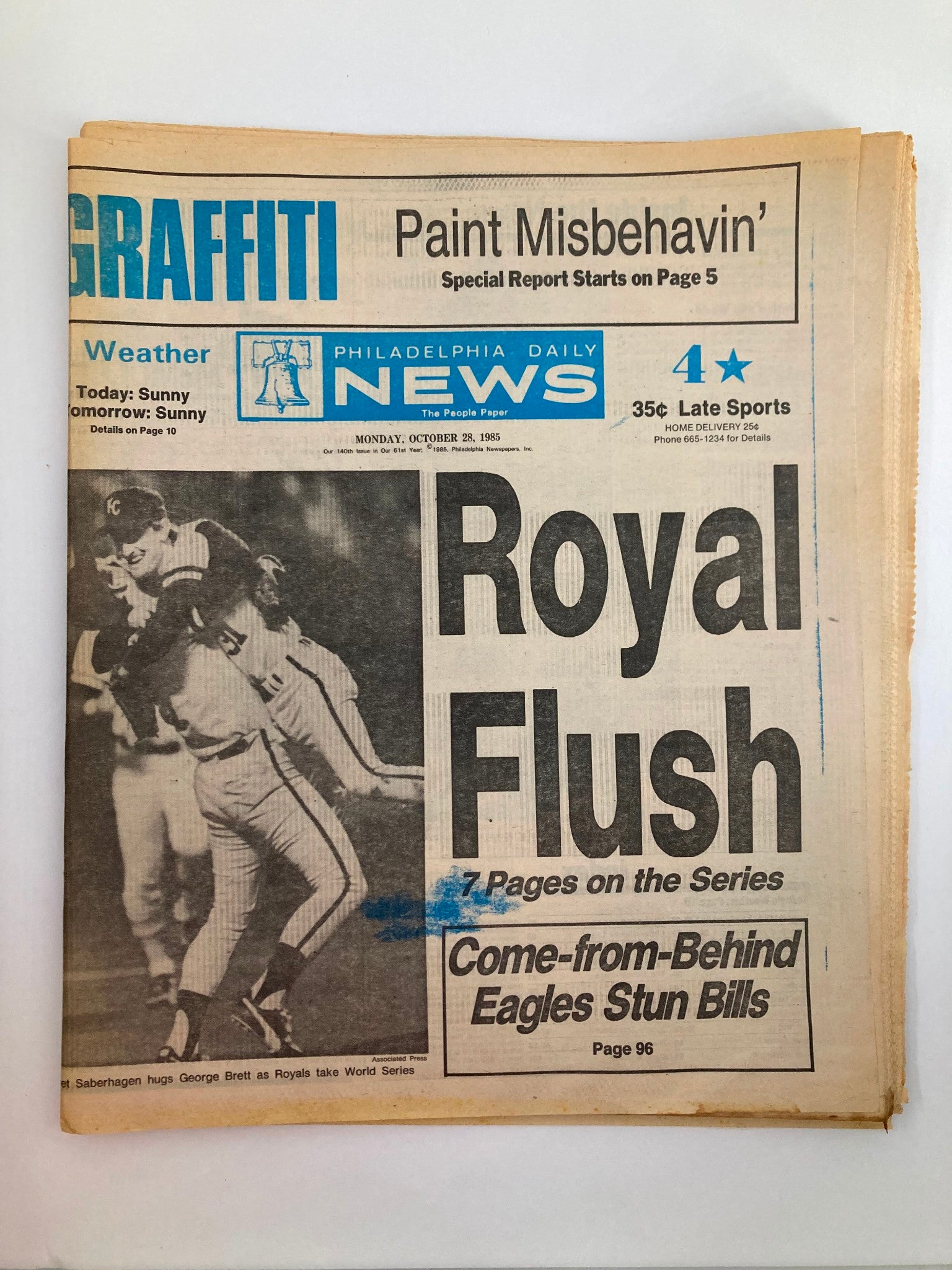 Philadelphia Daily News Tabloid October 28 1985 MLB Royals' George Brett