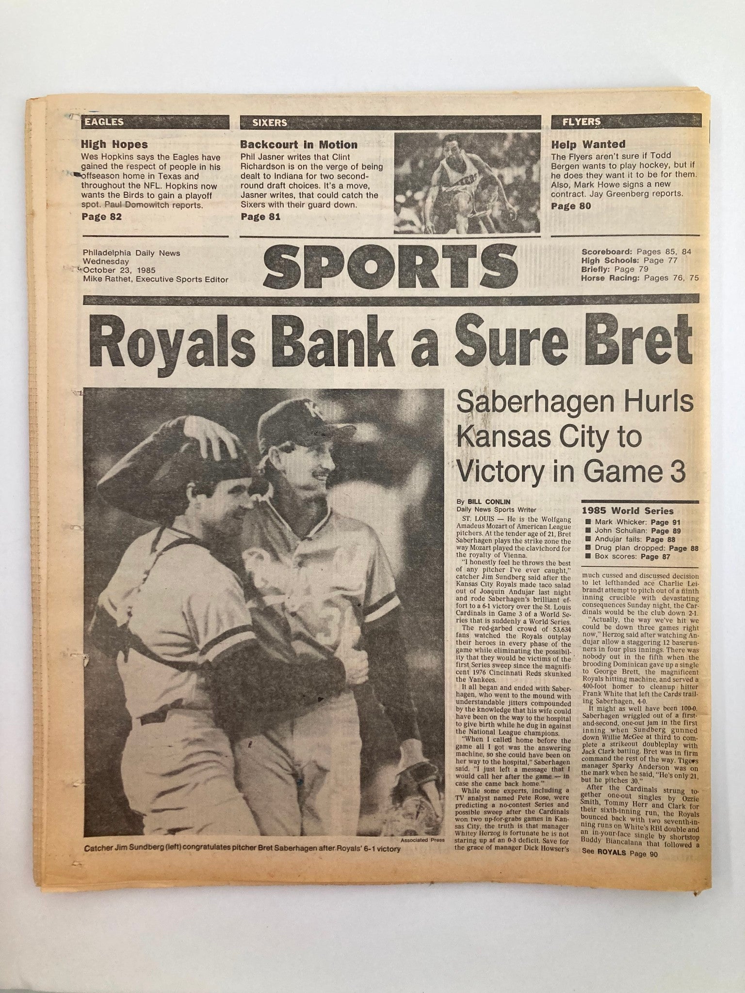 Philadelphia Daily News Tabloid October 23 1985 MLB Frank White, George Brett