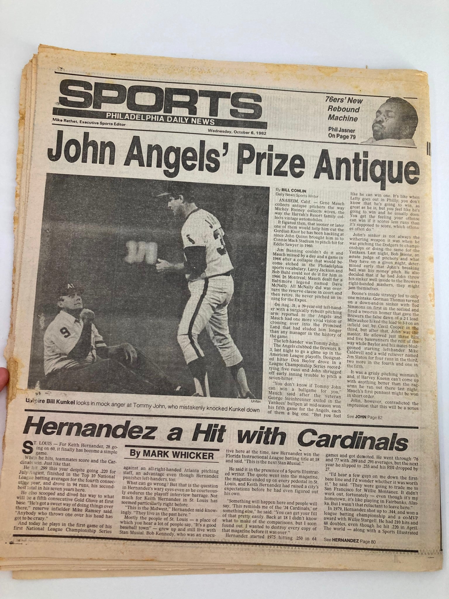 Philadelphia Daily News Tabloid October 6 1982 MLB Angels' Don Baylor